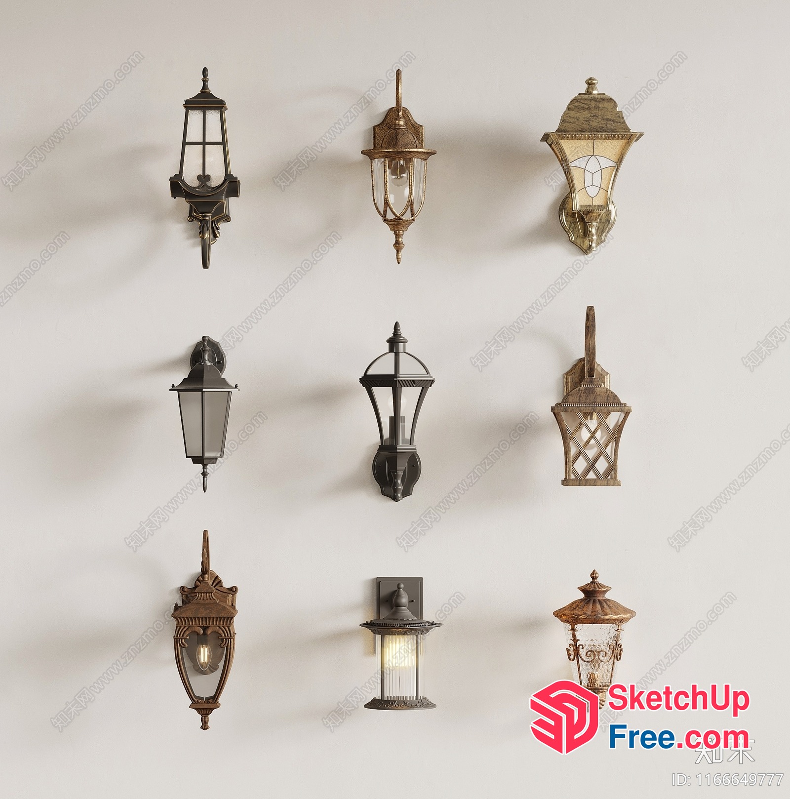 Ornate Wall Lighting Fixtures Collection 3D SketchUp File