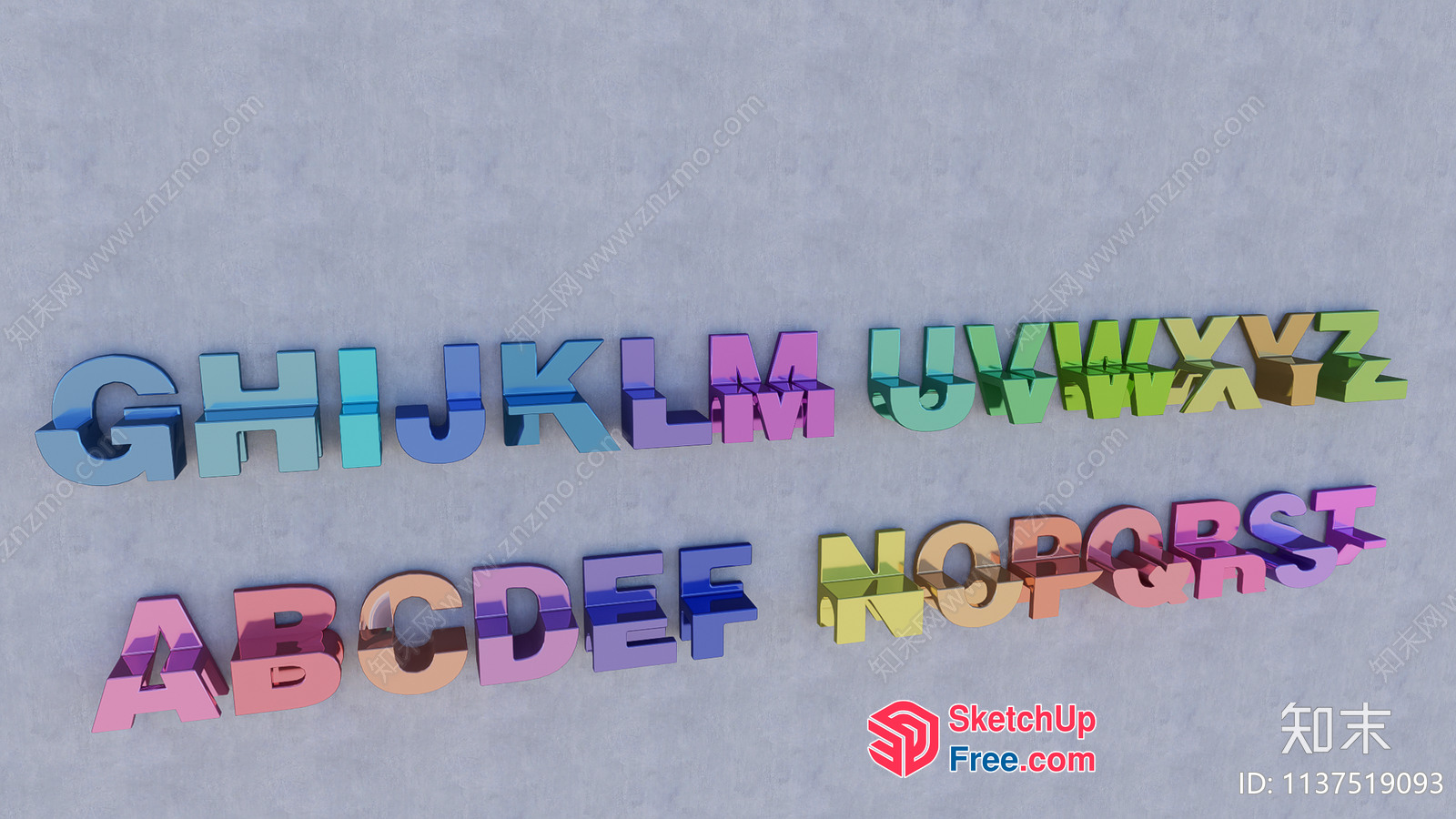 3D Colorful Alphabet Letters 3D SketchUp File