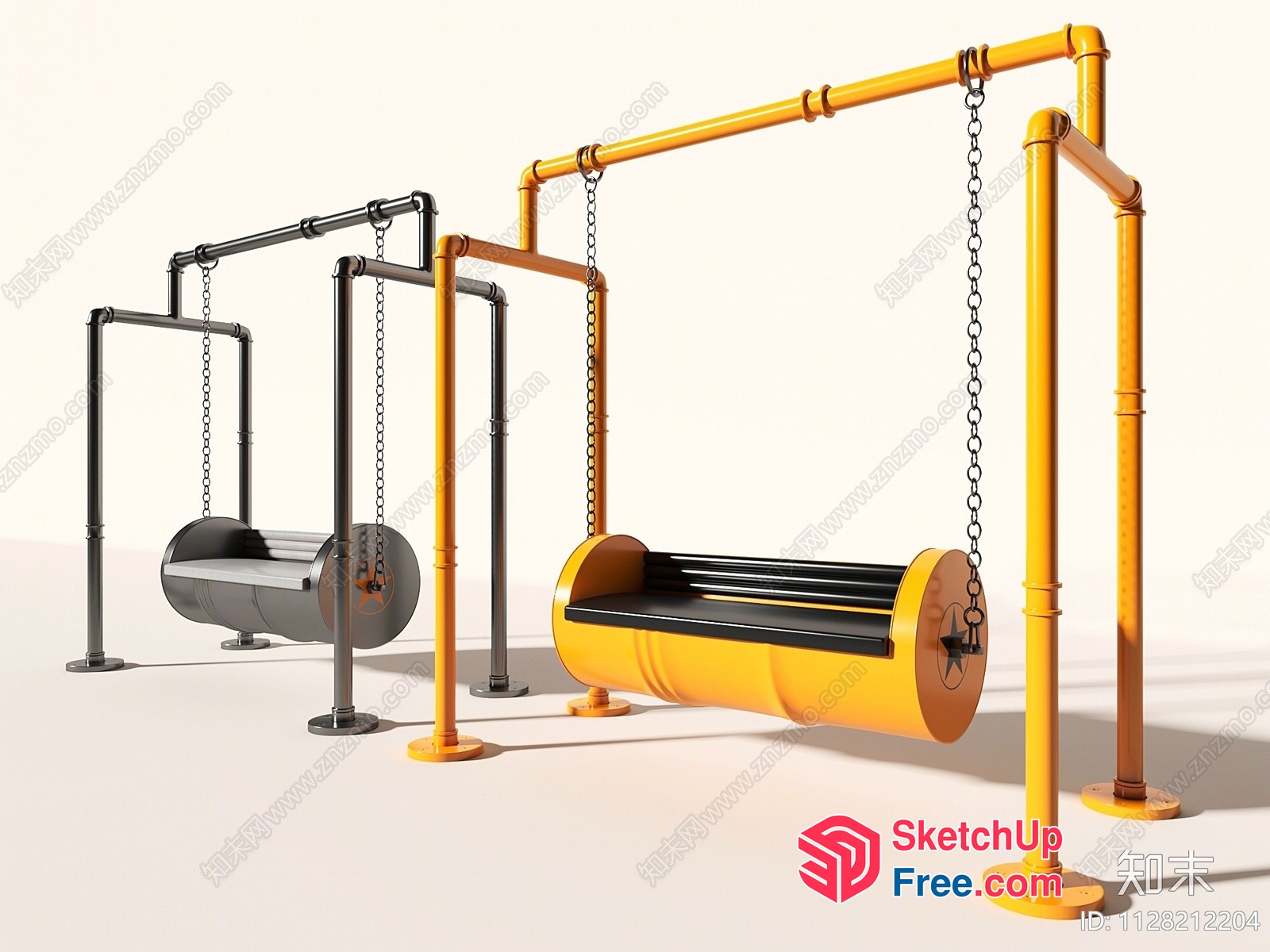 Industrial Style Pipe Swing Furniture 3D SketchUp File