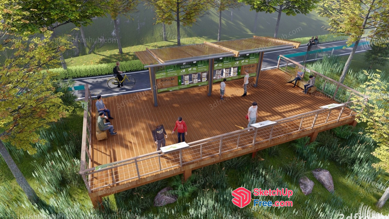 Outdoor Deck With Railing And Seating 3D SketchUp File