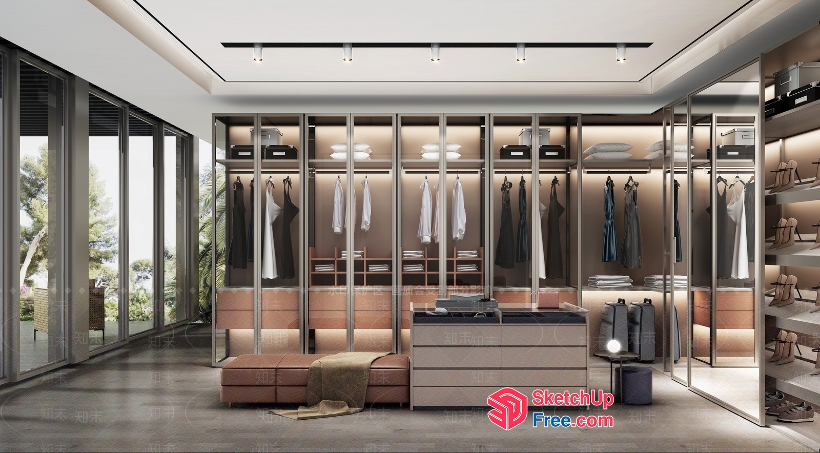 Luxurious Modern Wardrobe With Elegant Furniture 3D SketchUp File