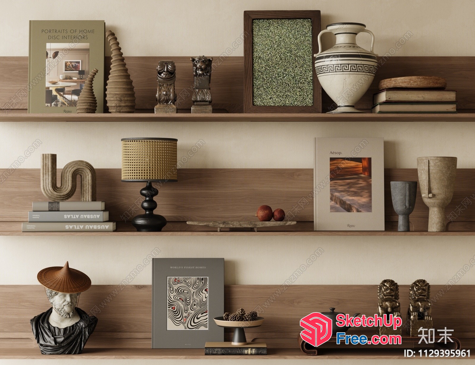 Decorative Shelf With A Mix Of Asian And European Styles 3D SketchUp File