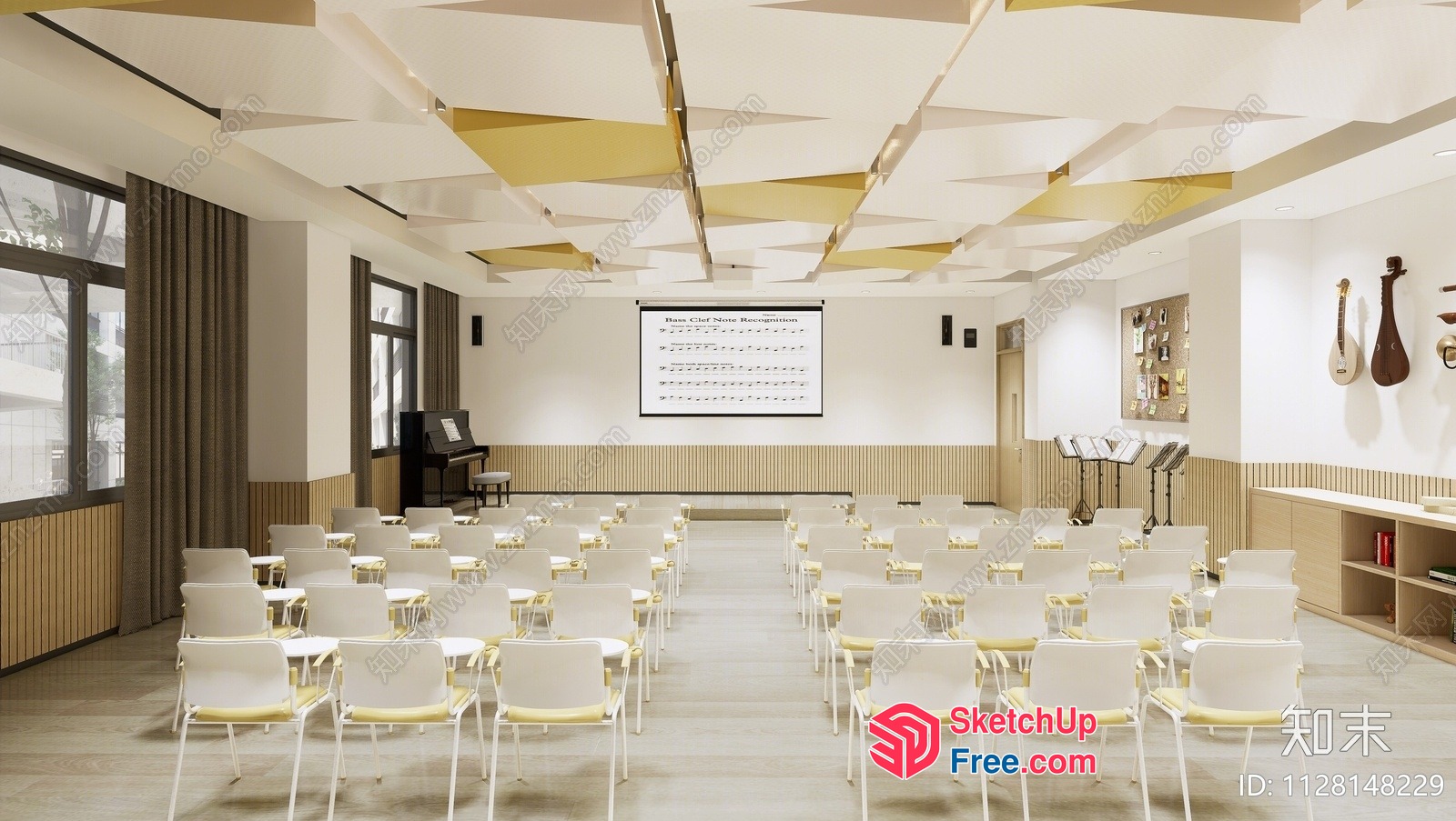 Modern Minimalist Music Classroom Interior 3D SketchUp File
