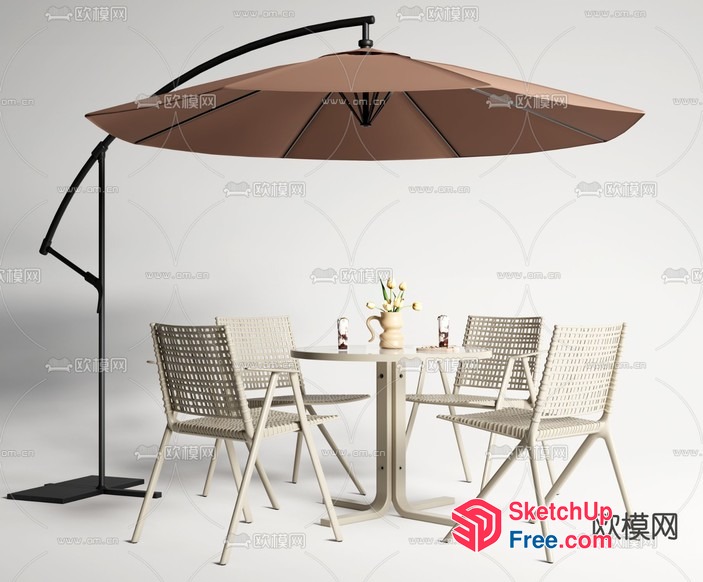 Outdoor Patio Furniture Set With Parasol 3D SketchUp File