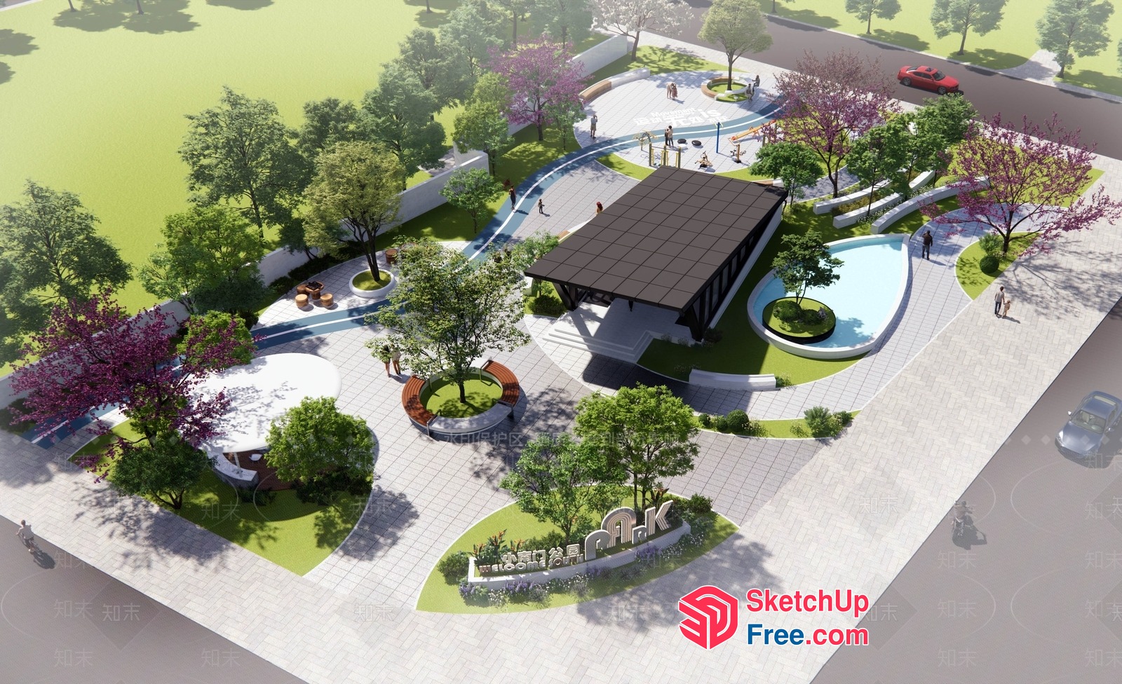 Modern Industrial Park With Green Spaces And Community Facilities 3D SketchUp File