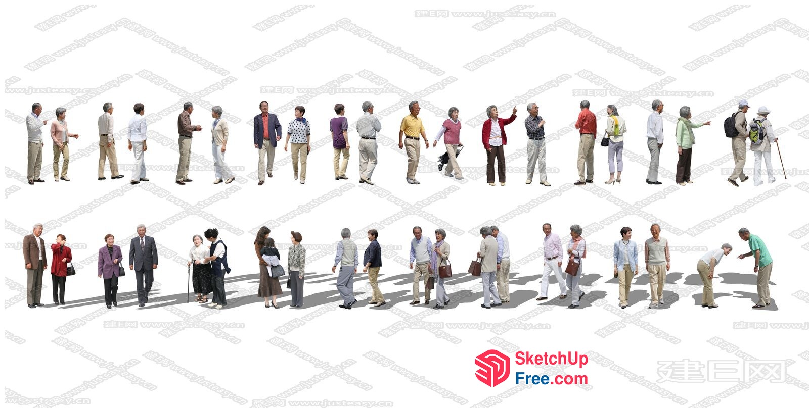 Group Of People Standing In Various Poses 3D SketchUp File