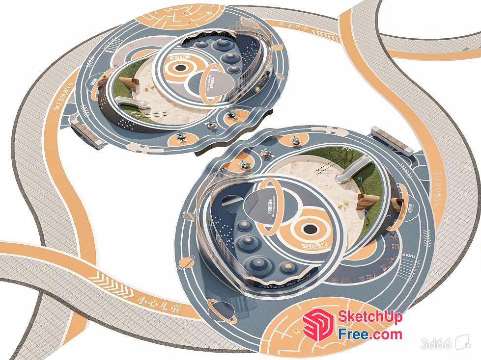Futuristic Space-Themed Amusement Park 3D SketchUp File