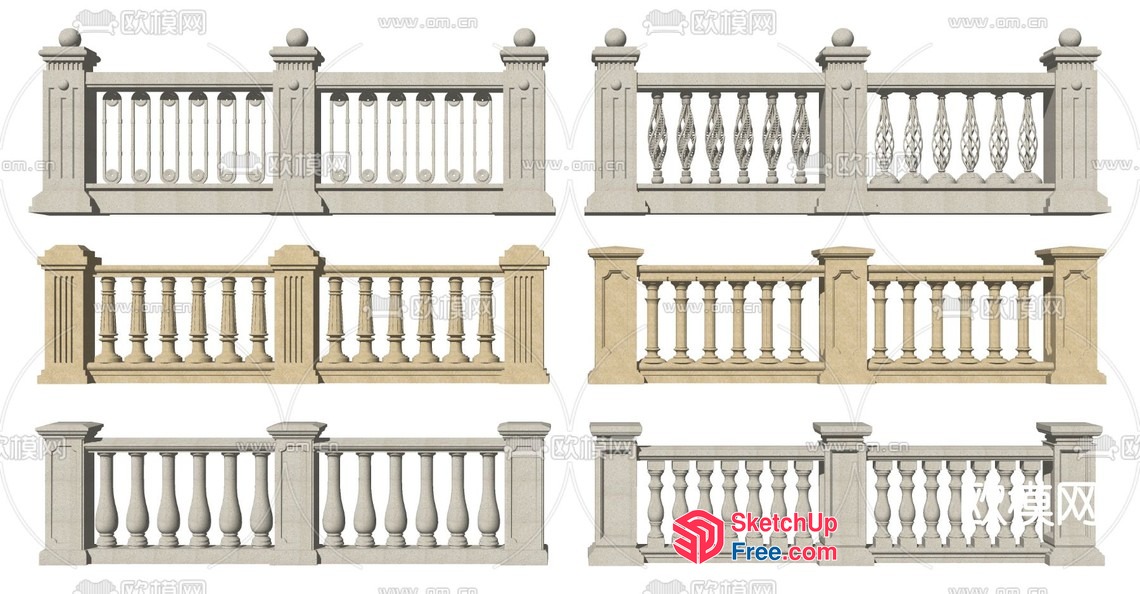 Ornate Railing Designs For Classic Architecture 3D SketchUp File