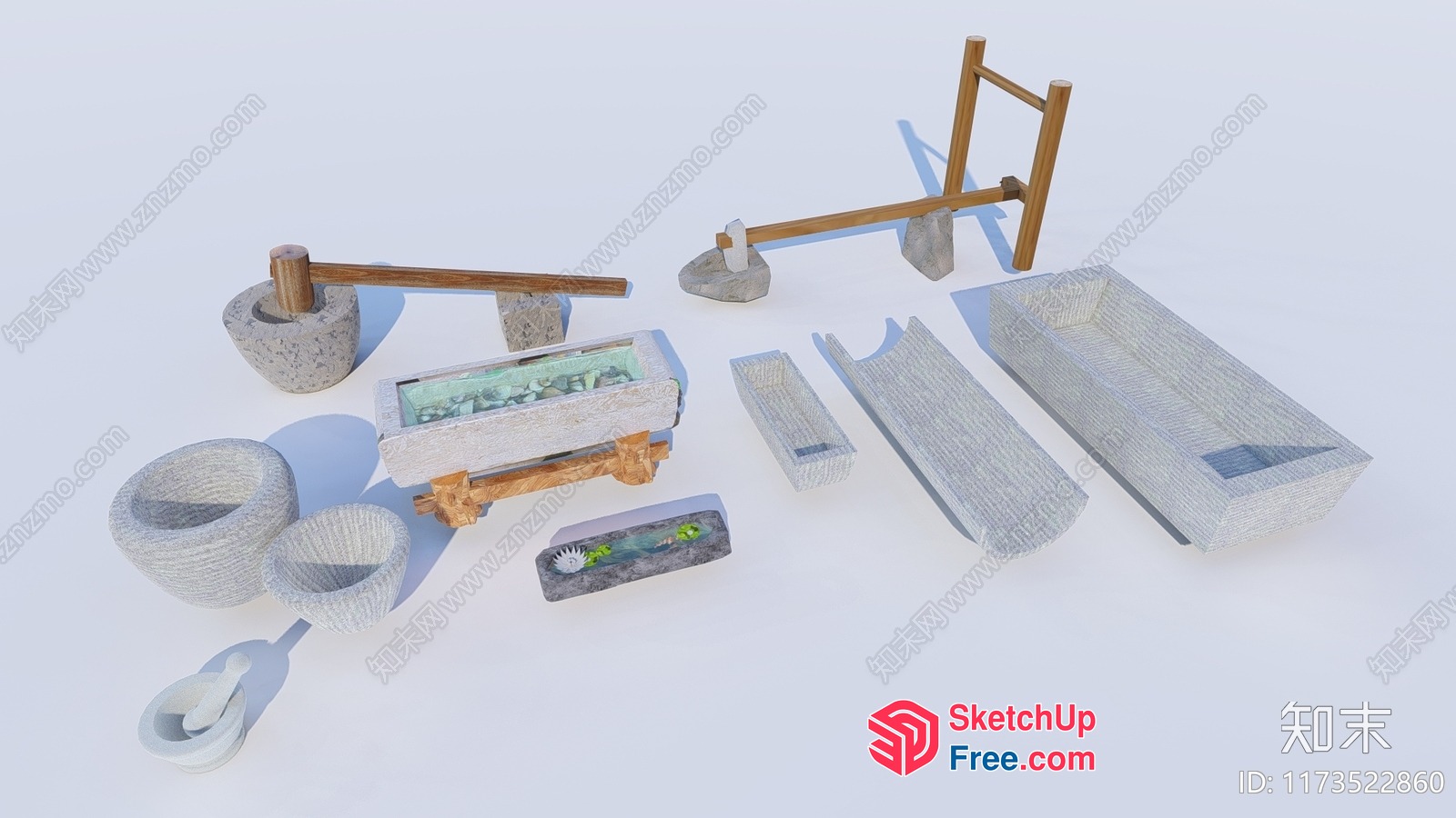 Stone And Wood Furniture Collection 3D SketchUp File