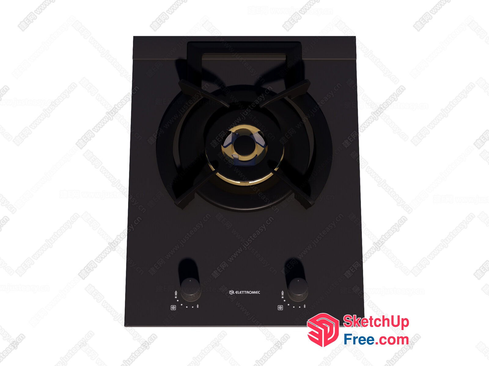 Black Glass Stove With Gold Accents 3D SketchUp File