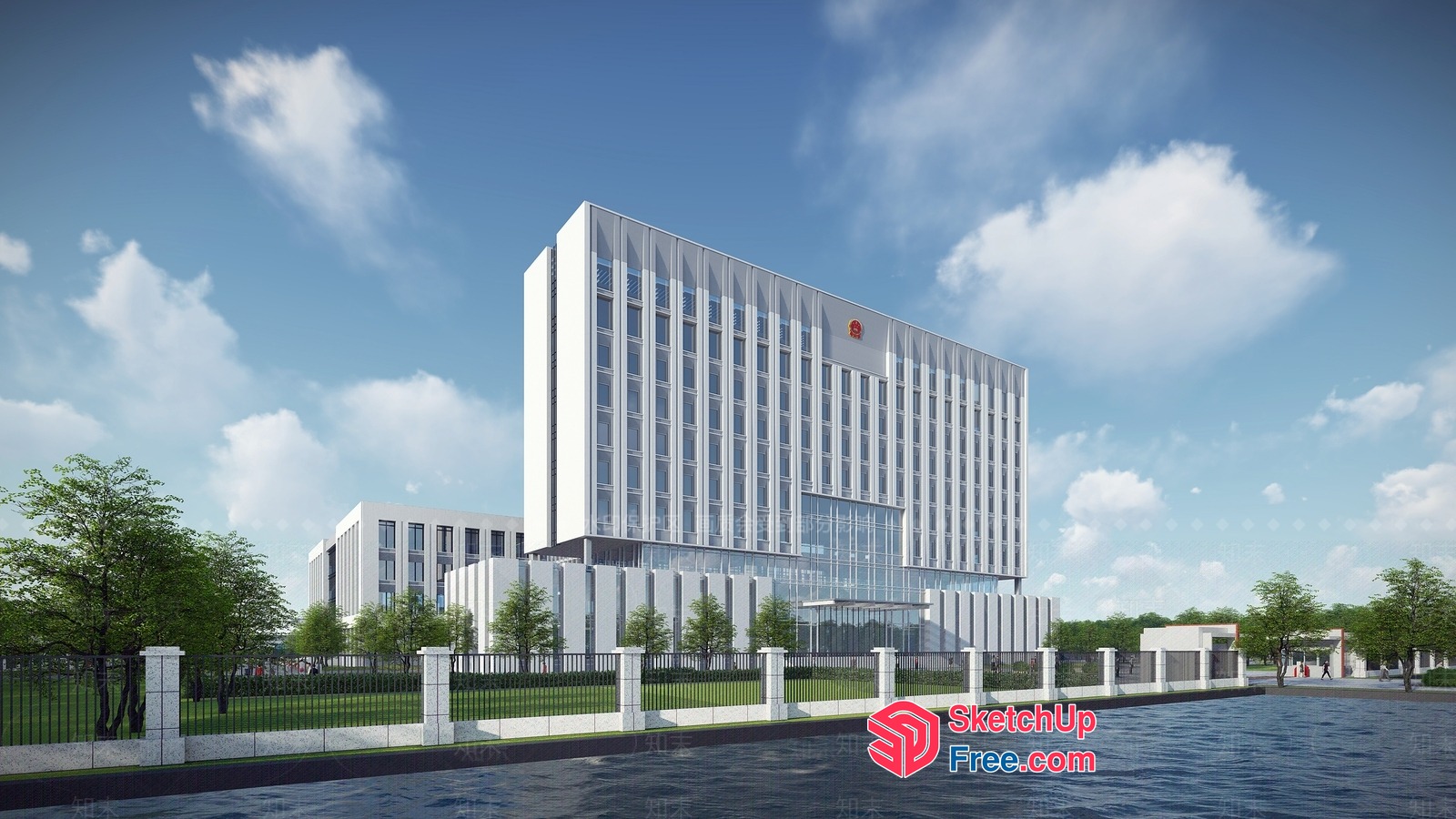 Modern Commercial Office Building Exterior 3D SketchUp File