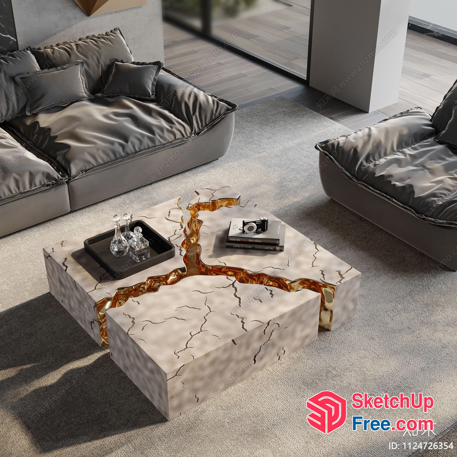 Modern Living Room With Elegant Coffee Table And Comfy Seating 3D SketchUp File