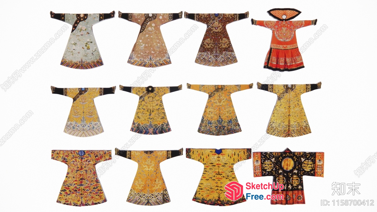 Traditional Asian-Inspired Garment Collection 3D SketchUp File