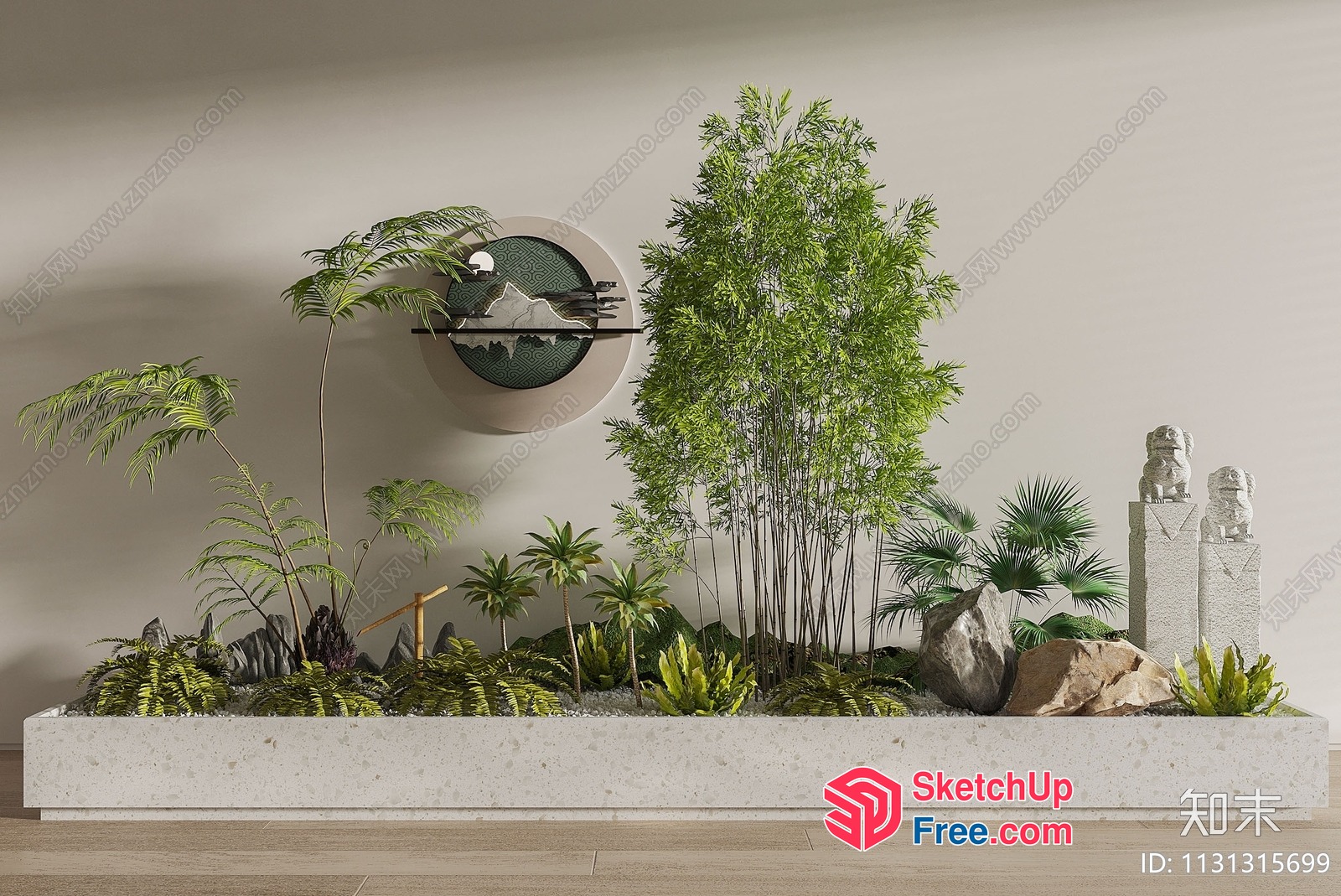 Modern Japanese-Inspired Garden Scene 3D SketchUp File