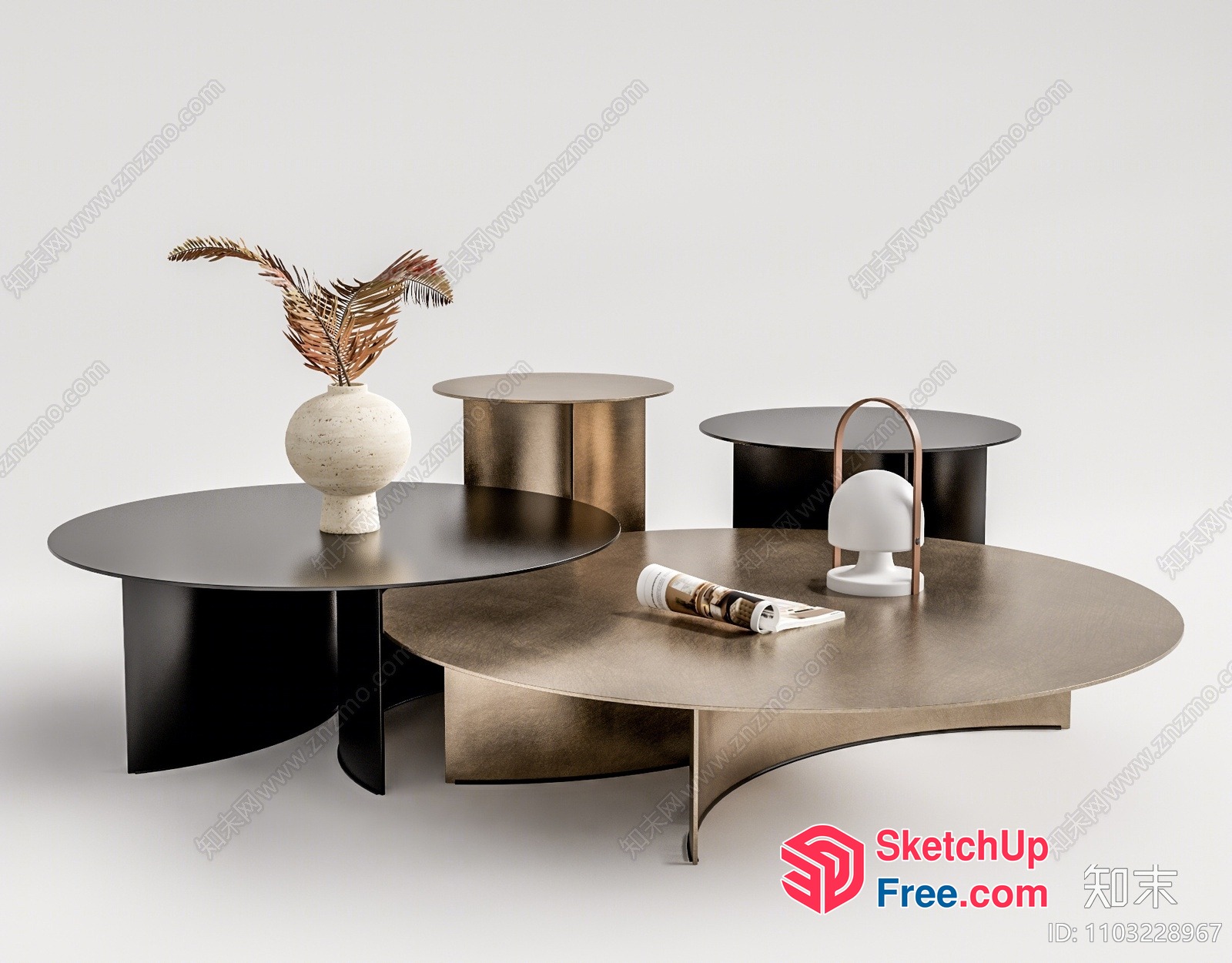 Modern Minimalist Living Room Coffee Table Furniture Collection 3D SketchUp File