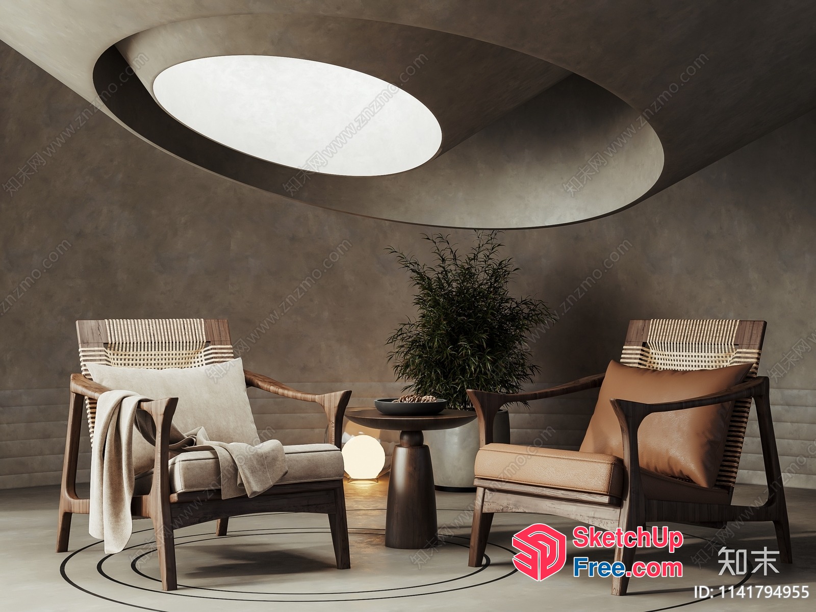Modern Interior Design With Natural Wood And Earthy Tones 3D SketchUp File