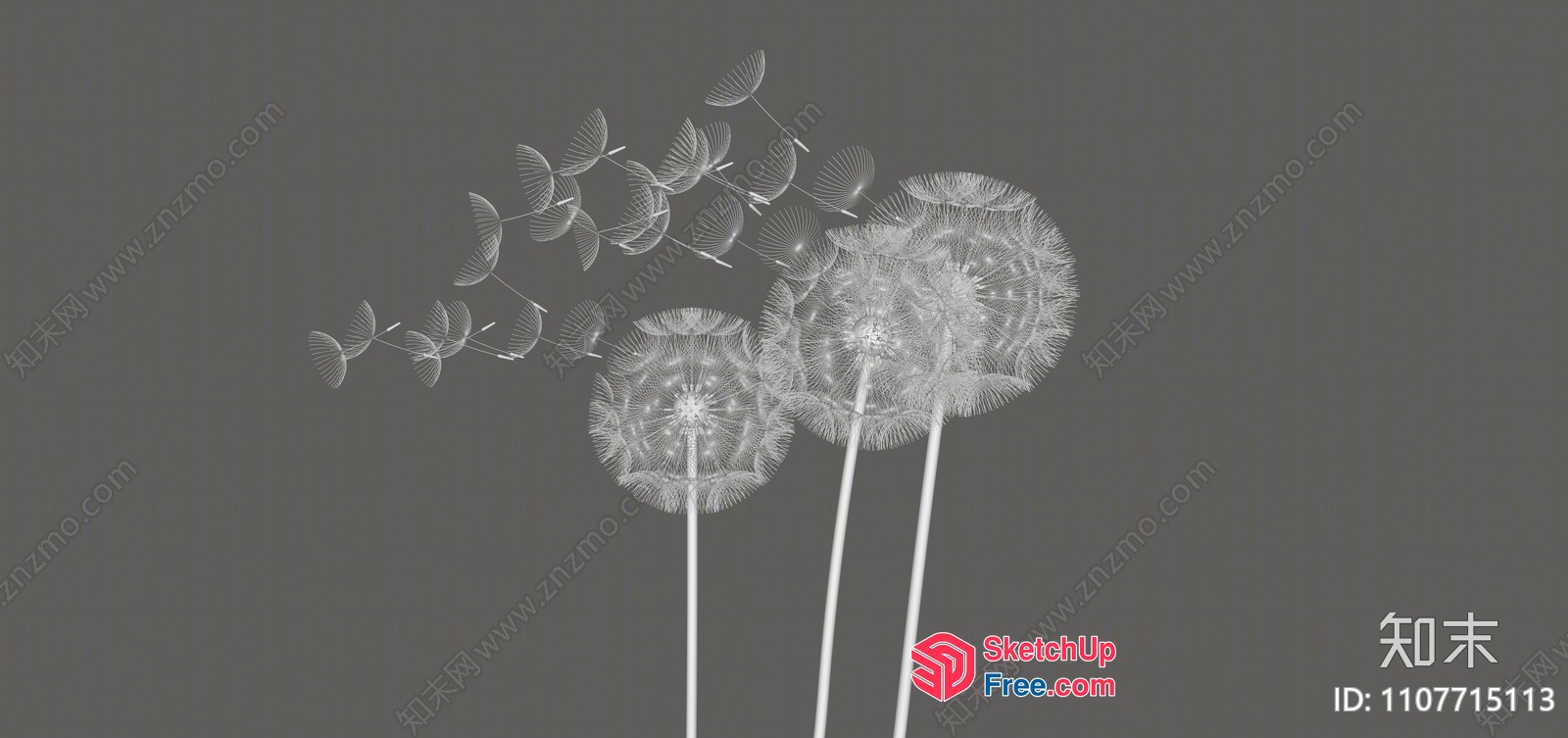 Dandelion Seed Pods In Motion 3D SketchUp File