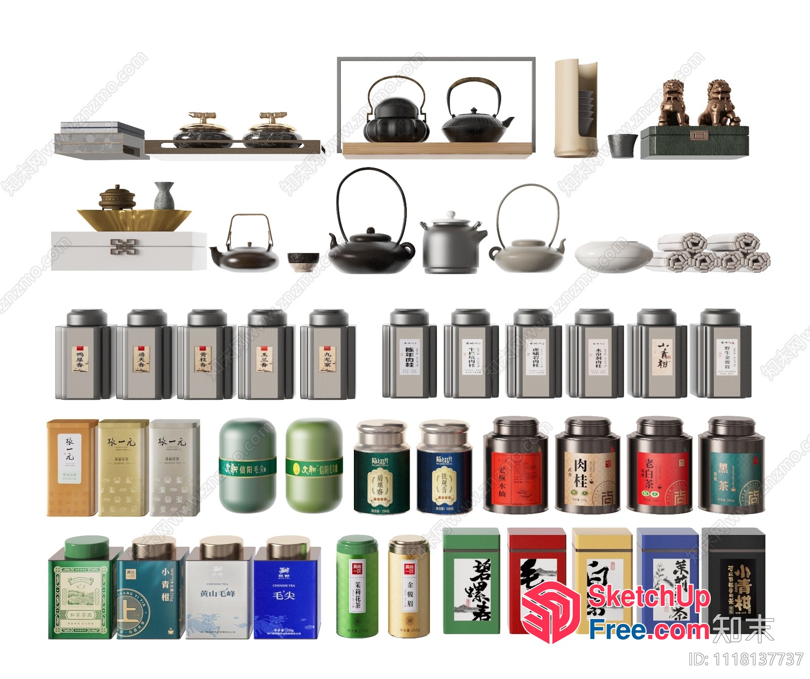 Asian-Inspired Tea Collection 3D SketchUp File