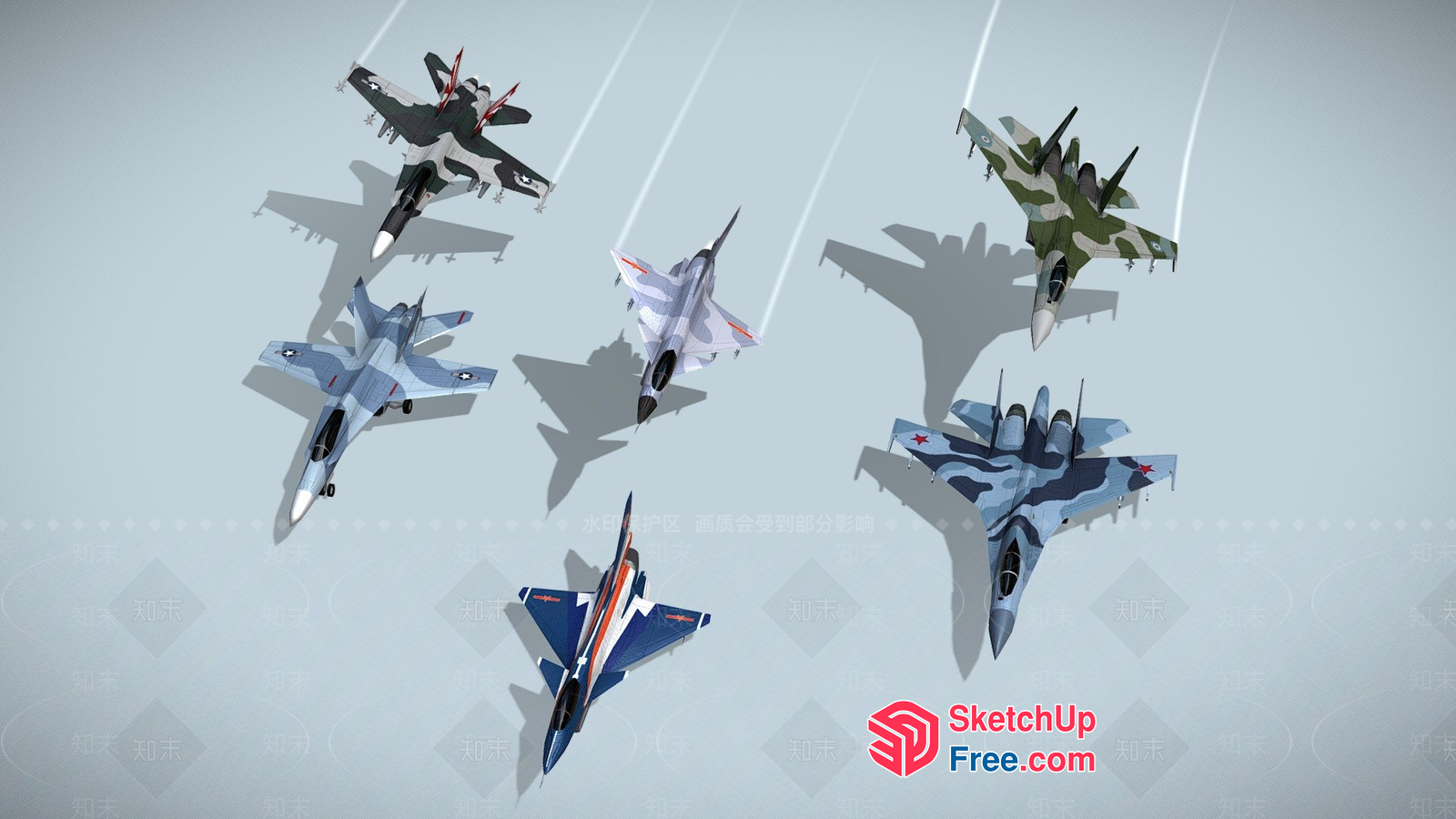 Military Fighter Jets In Flight Formation 3D SketchUp File