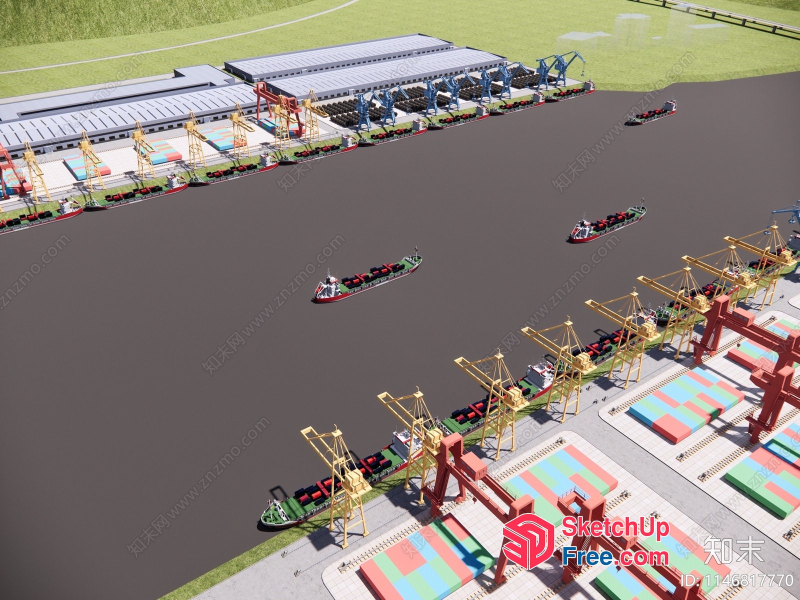 Shipping Yard Scene 3D SketchUp File