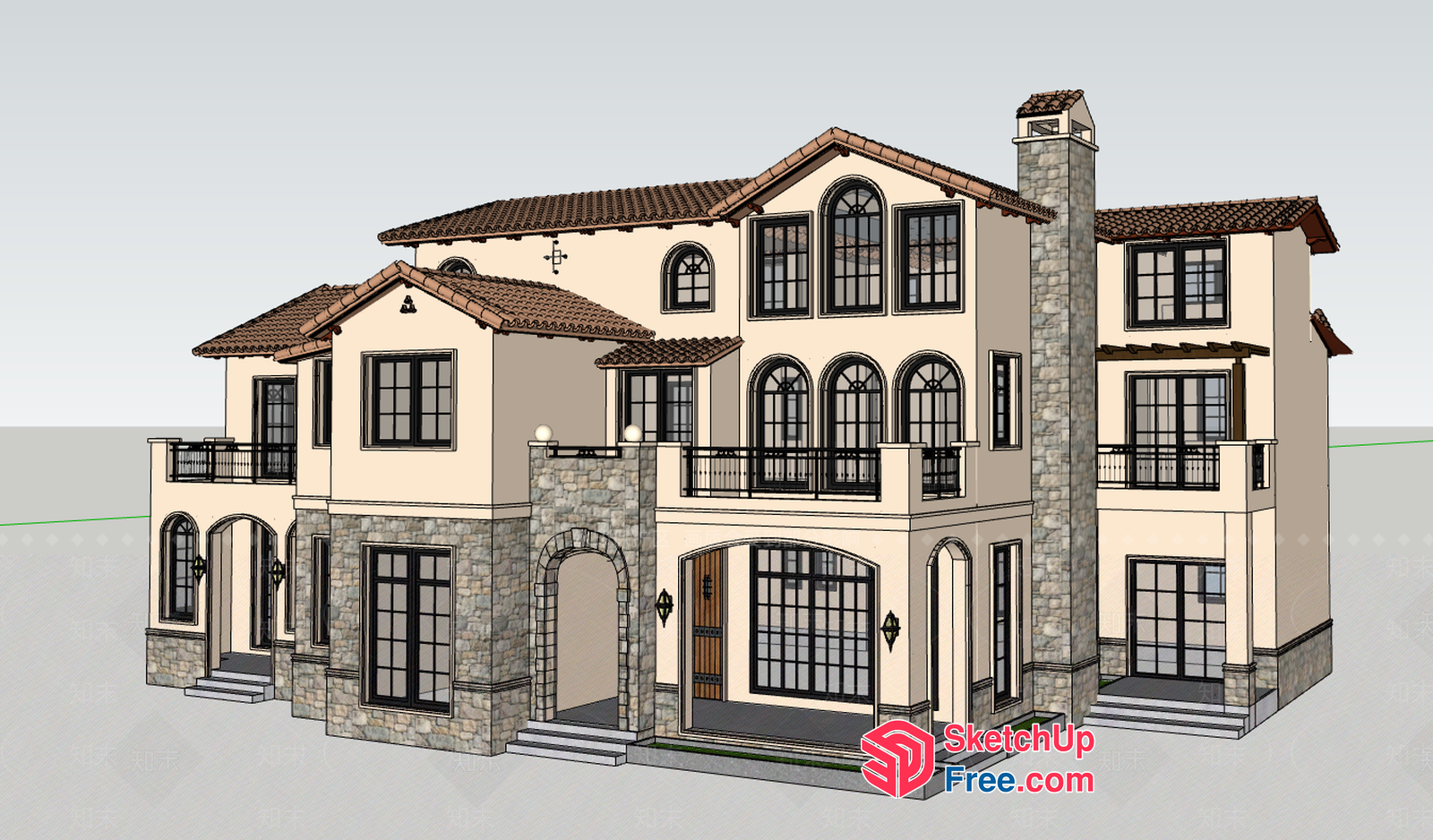 Mediterranean Style Villa Exterior 3D SketchUp File