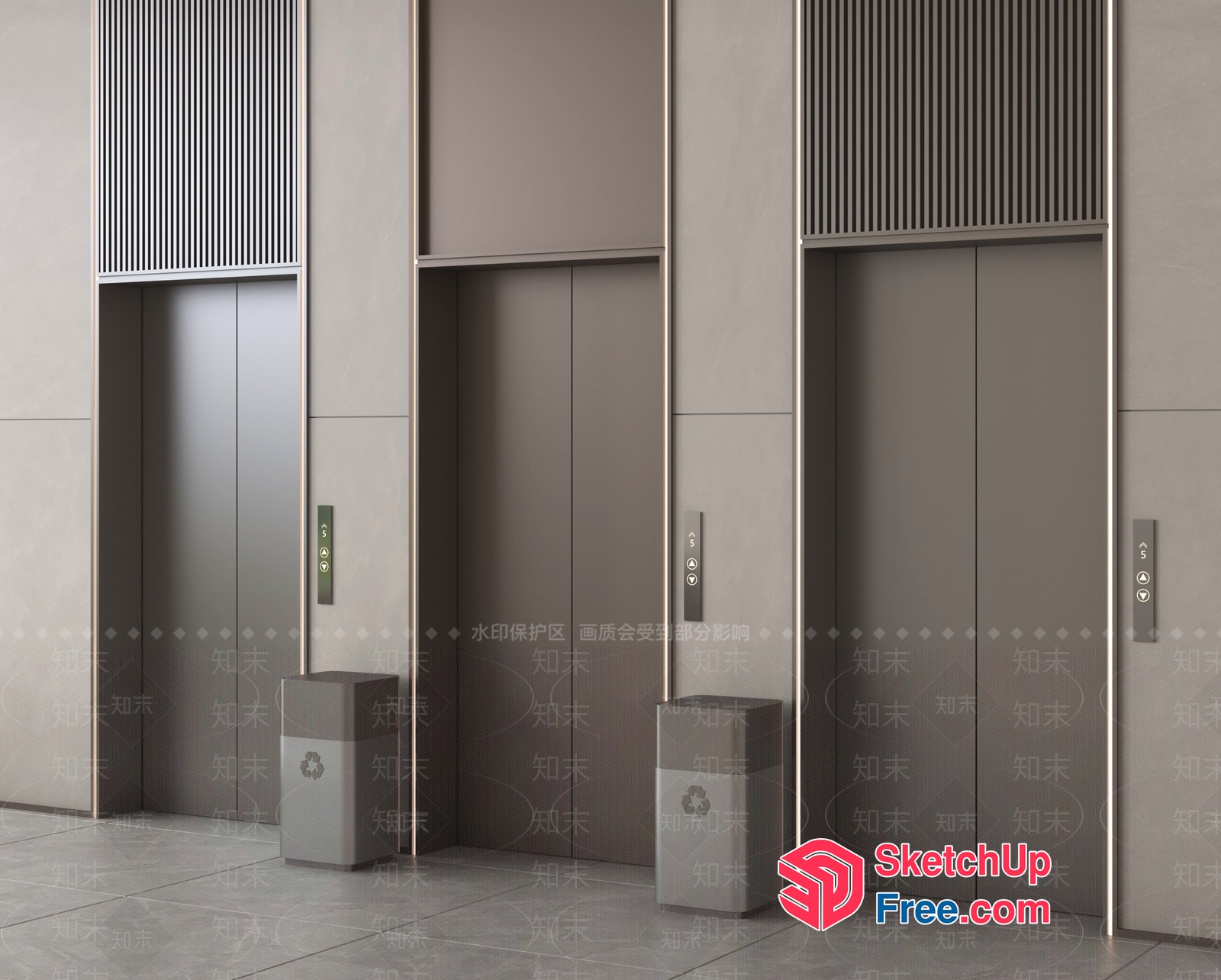 Modern Elevator Stairs 3D SketchUp File