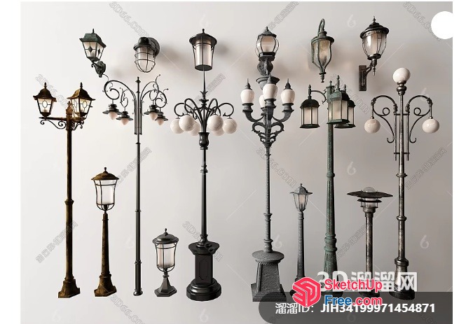 Collection Of Classic Street Lamps 3D SketchUp File