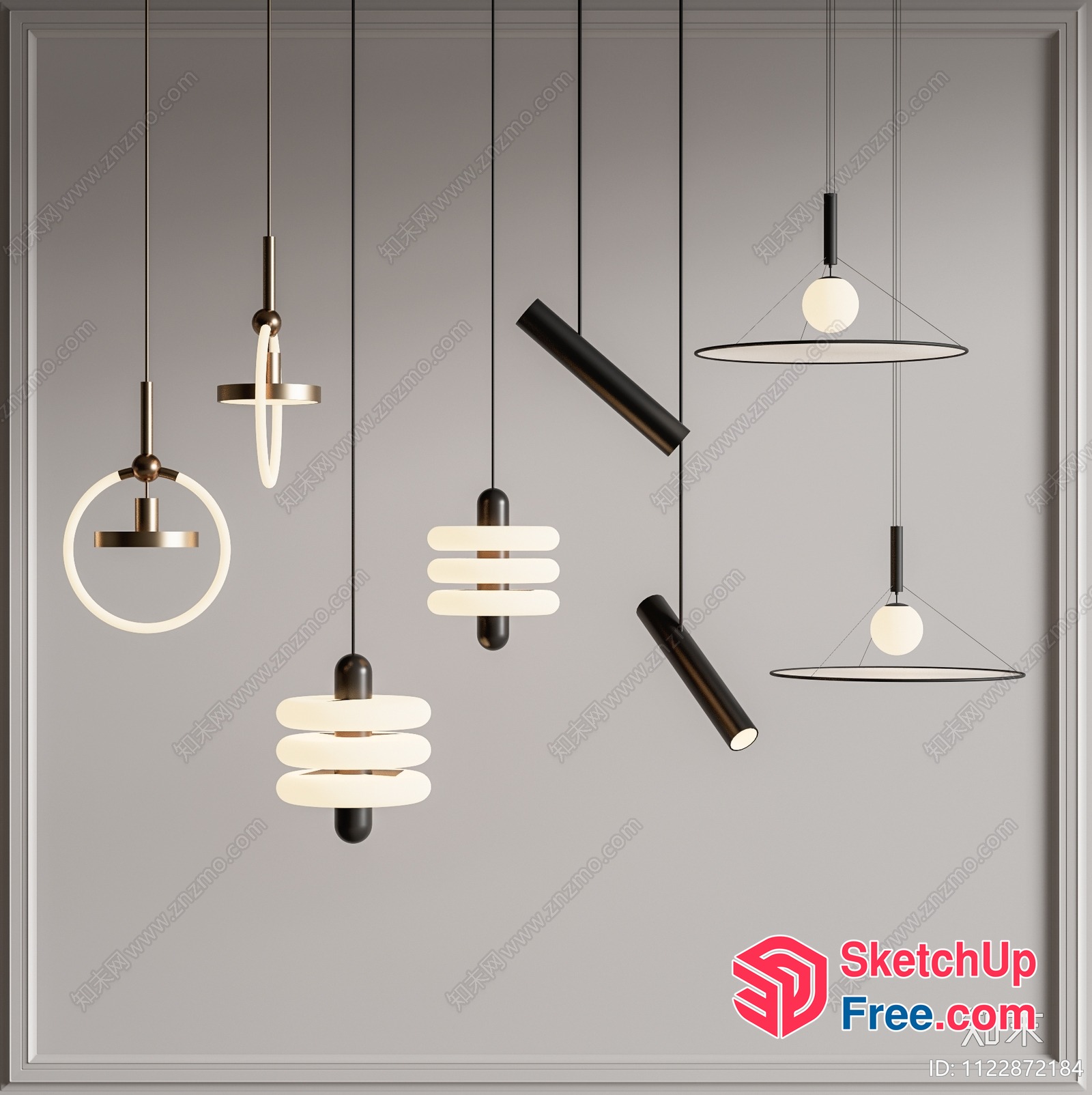 Modern Light Fixtures In A Stylish Hanging Arrangement 3D SketchUp File