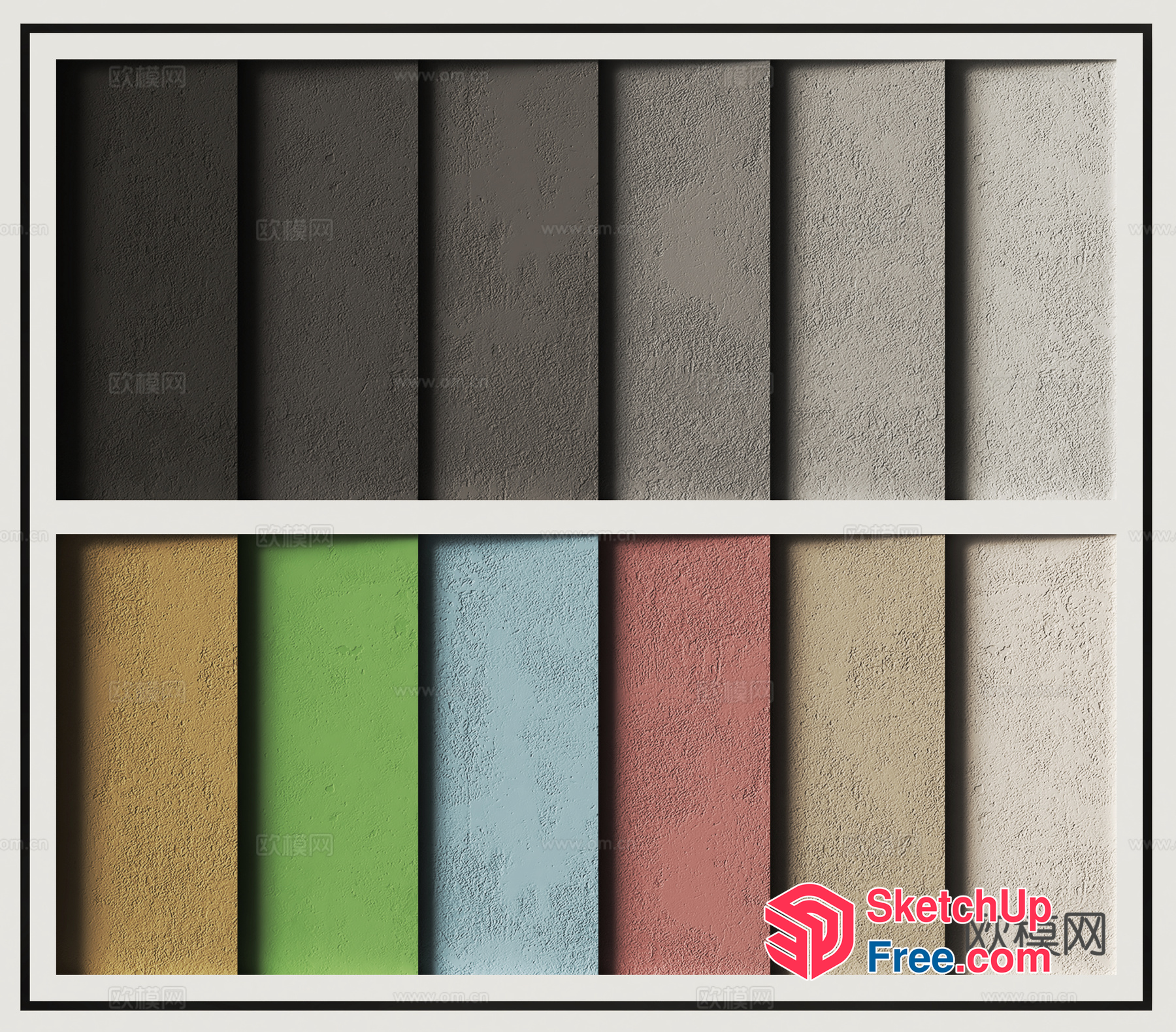 Colorful Textured Wall Panels 3D SketchUp File