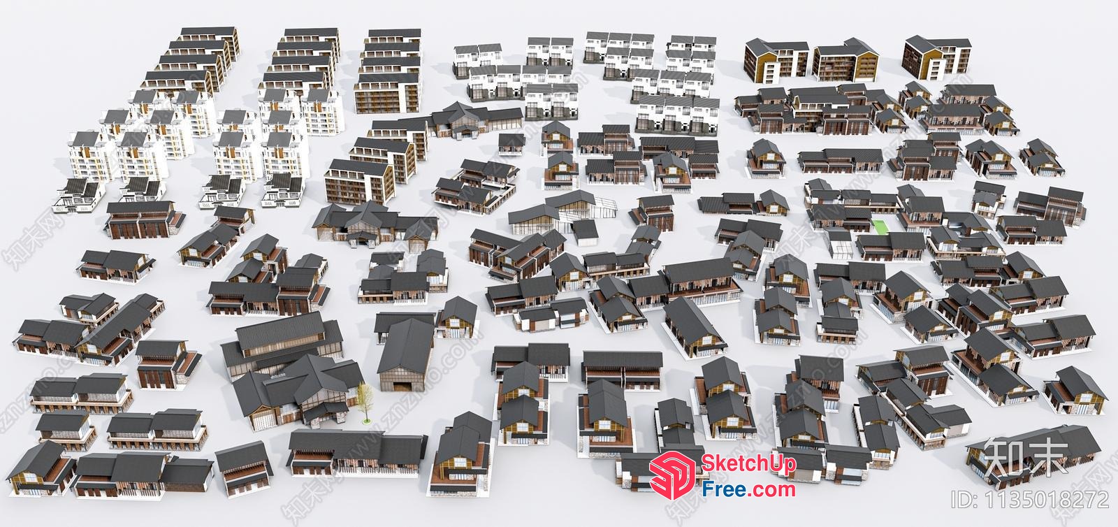 Asian Style Buildings Collection 3D SketchUp File
