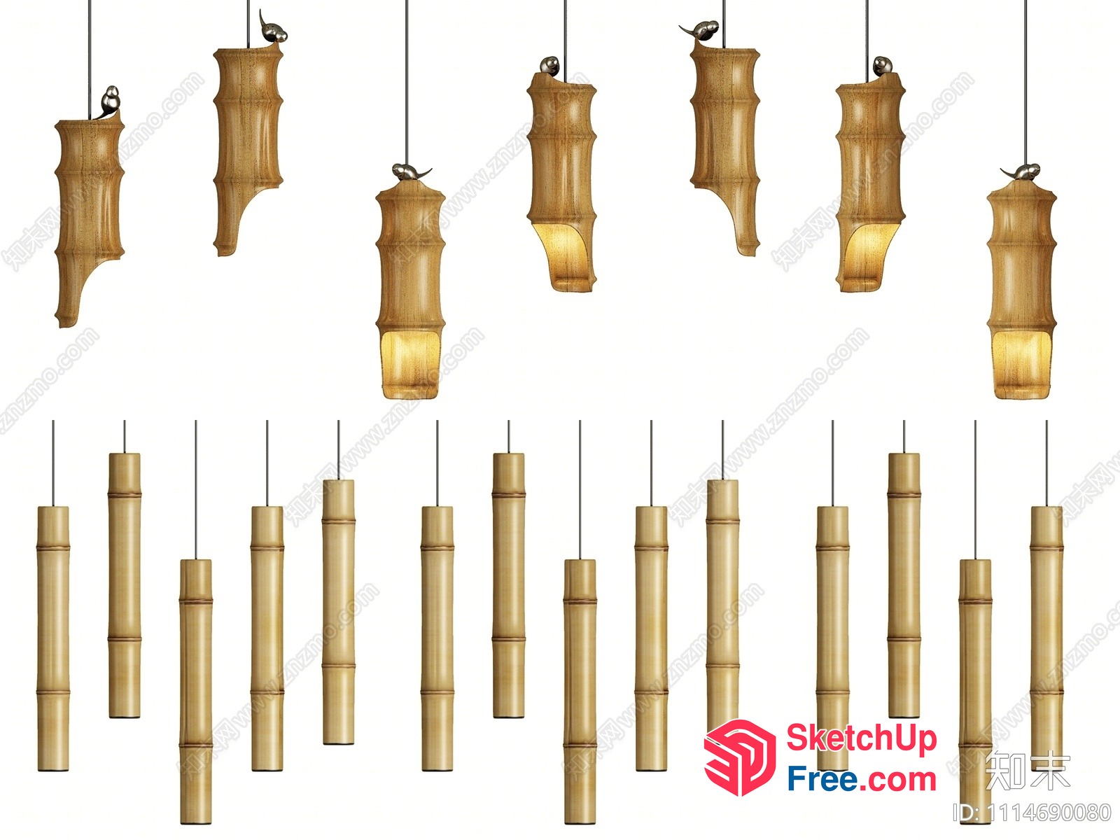 Modern Bamboo Lighting Fixtures For Elegant Ambiance 3D SketchUp File