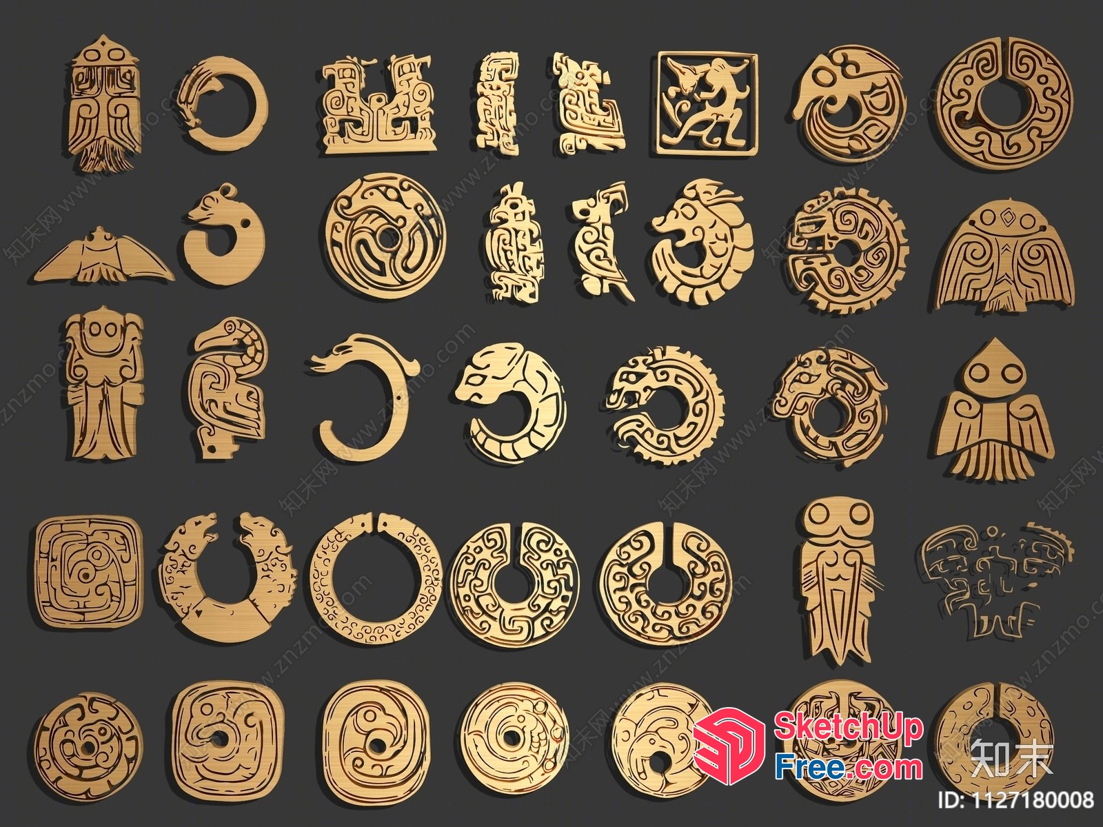 Ancient Chinese-Inspired Decorative Elements 3D SketchUp File