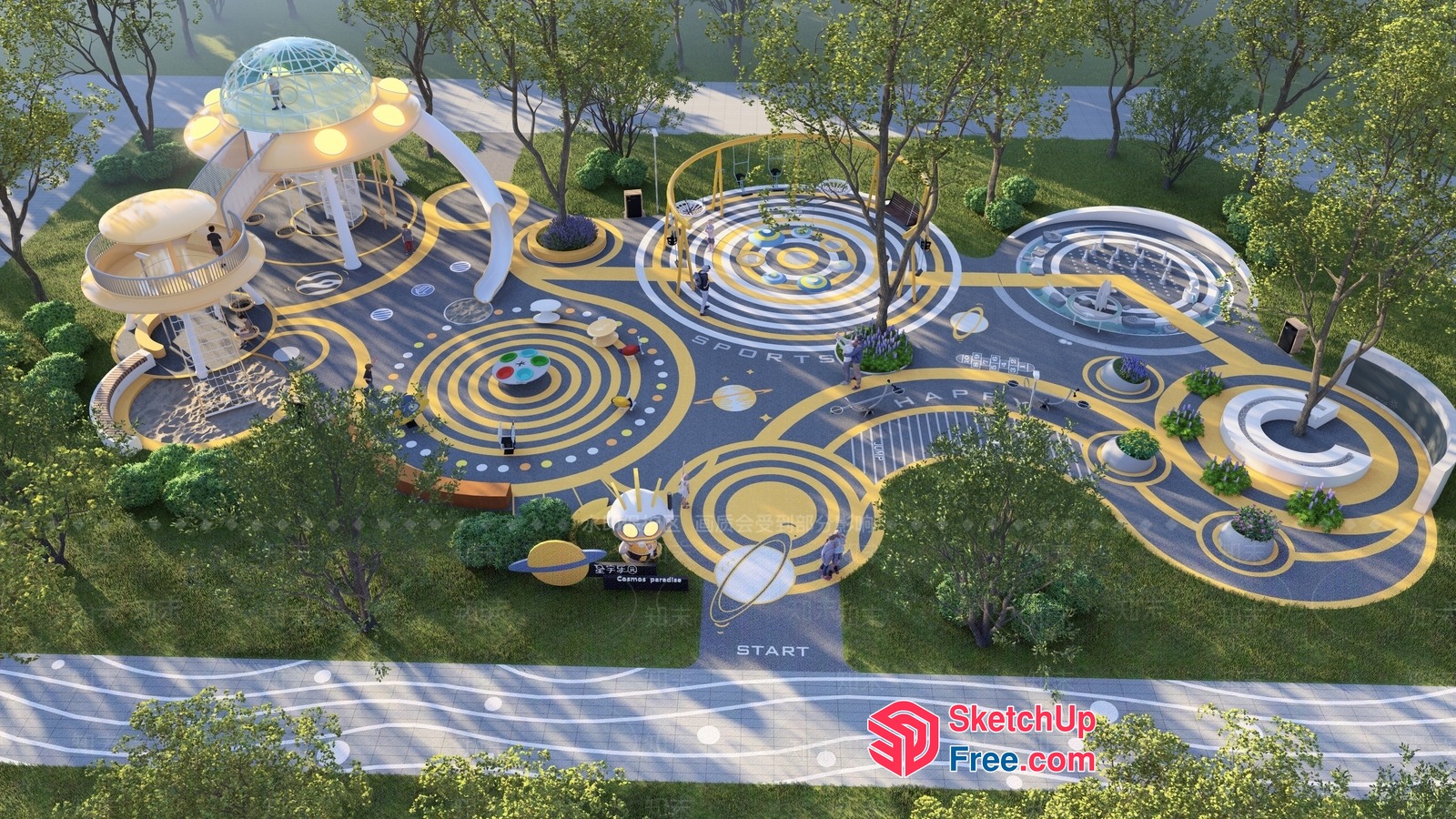Futuristic Space-Themed Park 3D SketchUp File