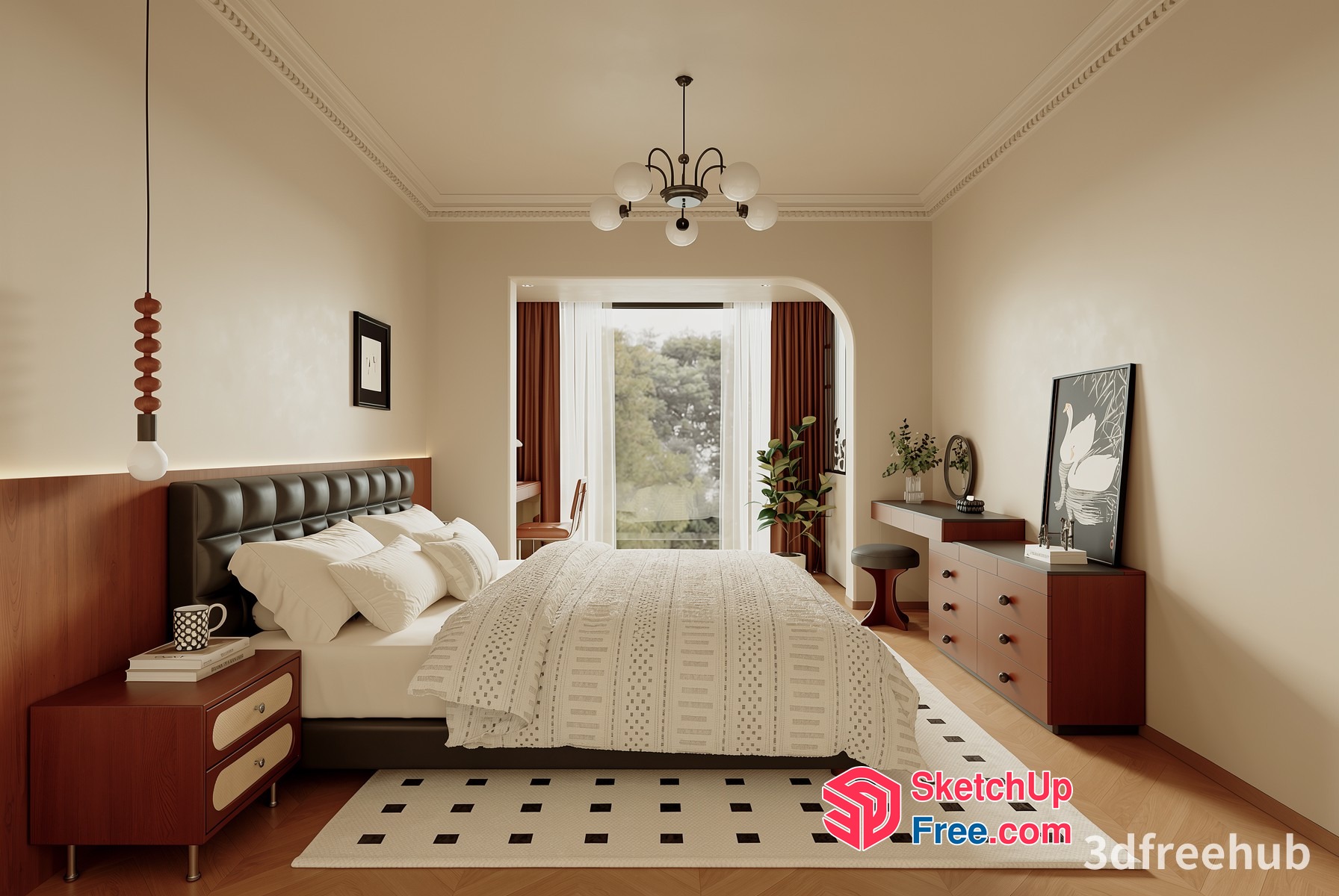 Elegant And Modern Bedroom Interior 3D SketchUp File