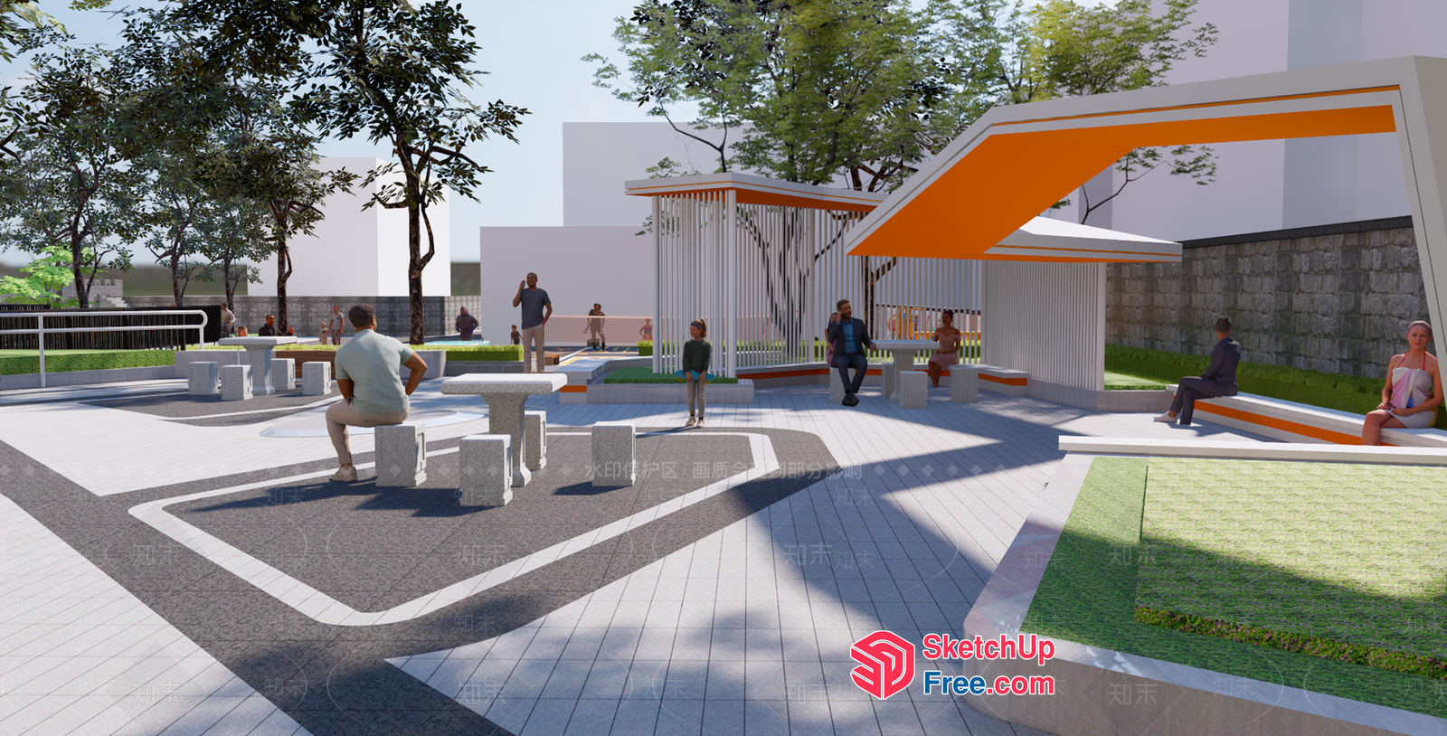 Modern Outdoor Seating Area With Natural Surroundings 3D SketchUp File