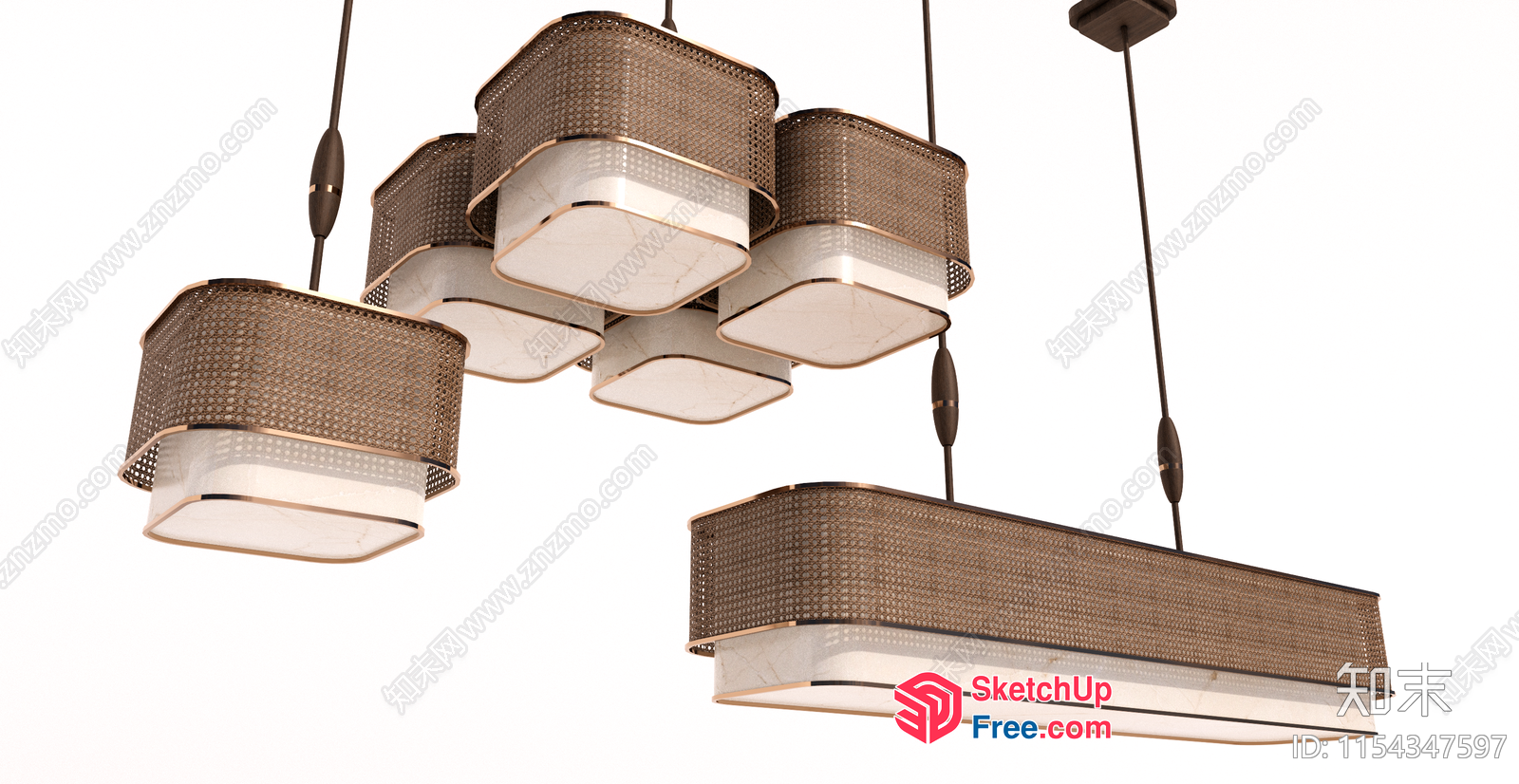 Hanging Modern Rectangular Light Fixtures 3D SketchUp File