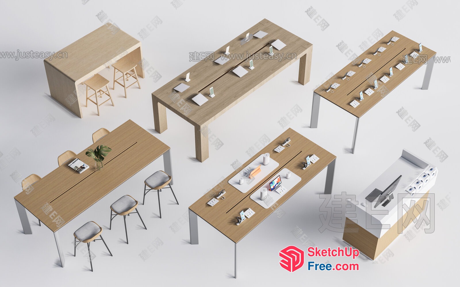 Modern Office Furniture Arrangement 3D SketchUp File