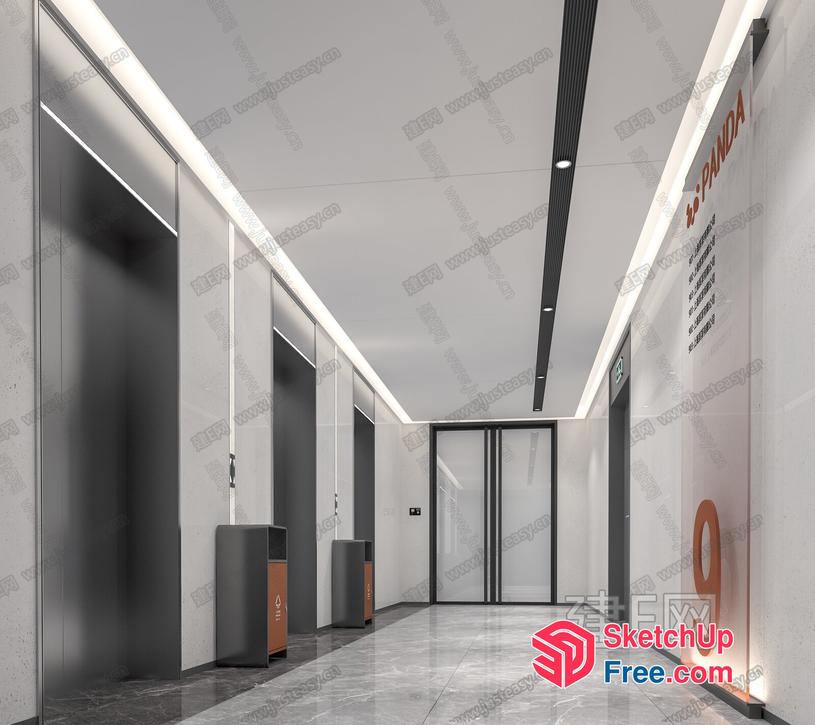 Modern Commercial Office Building Interior 3D SketchUp File
