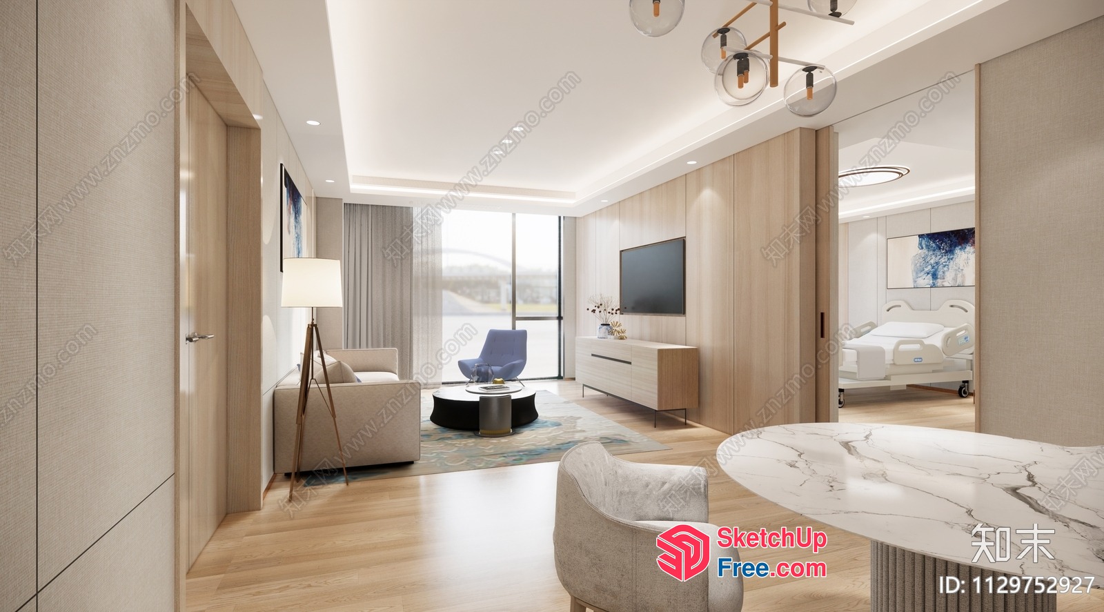 Modern Minimalist Living Room Interior Design 3D SketchUp File