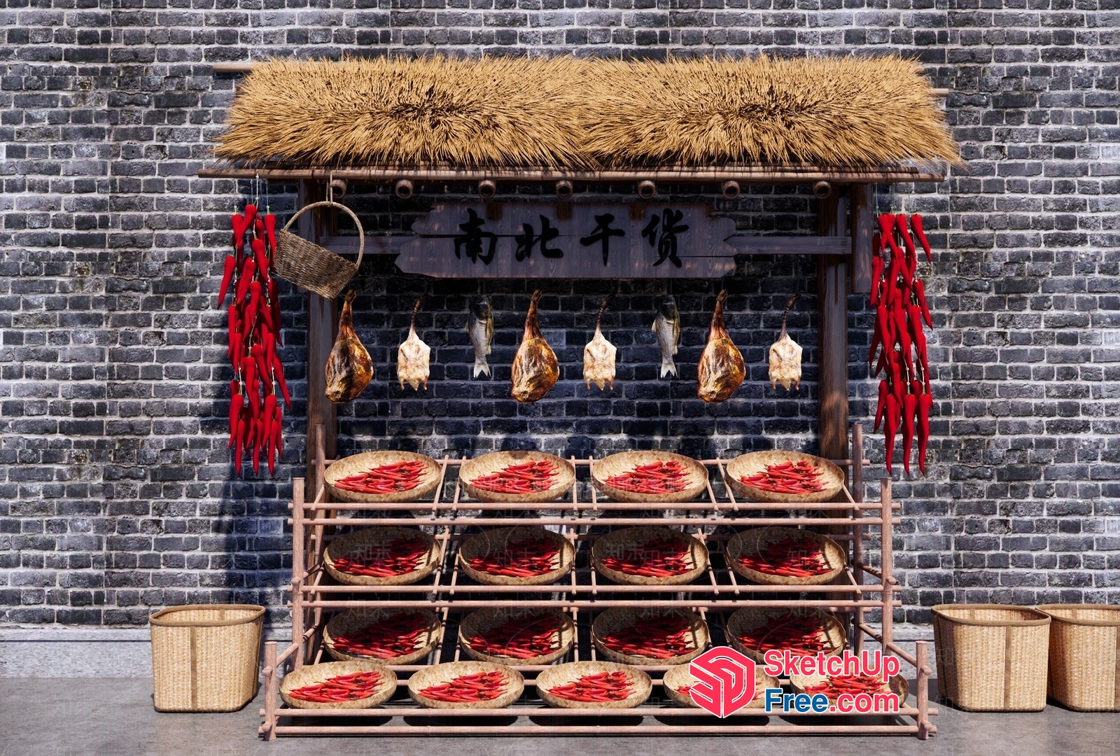 Traditional Asian Food Stall 3D SketchUp File