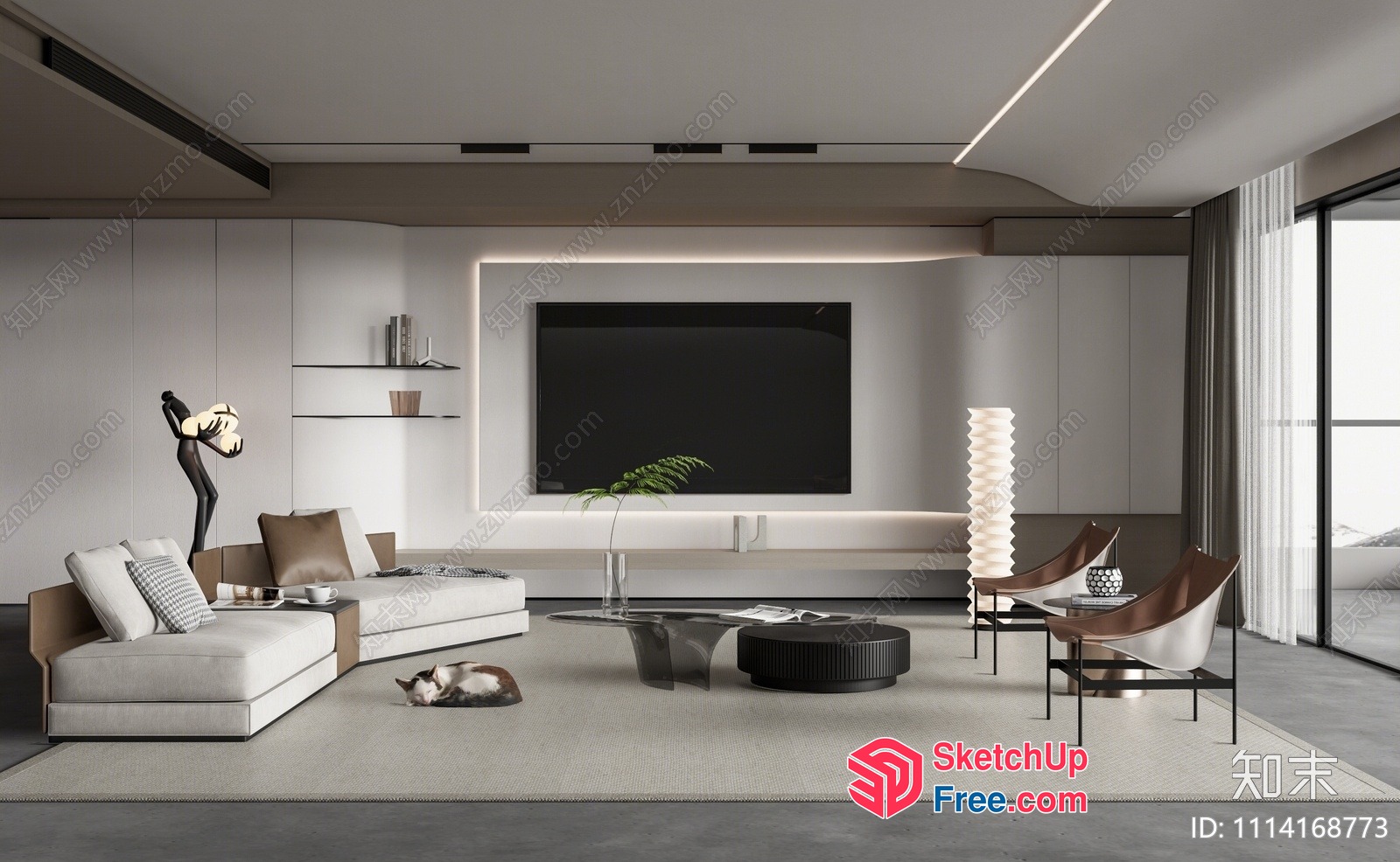 Modern Minimalist Living Room With Sleek Furniture 3D SketchUp File