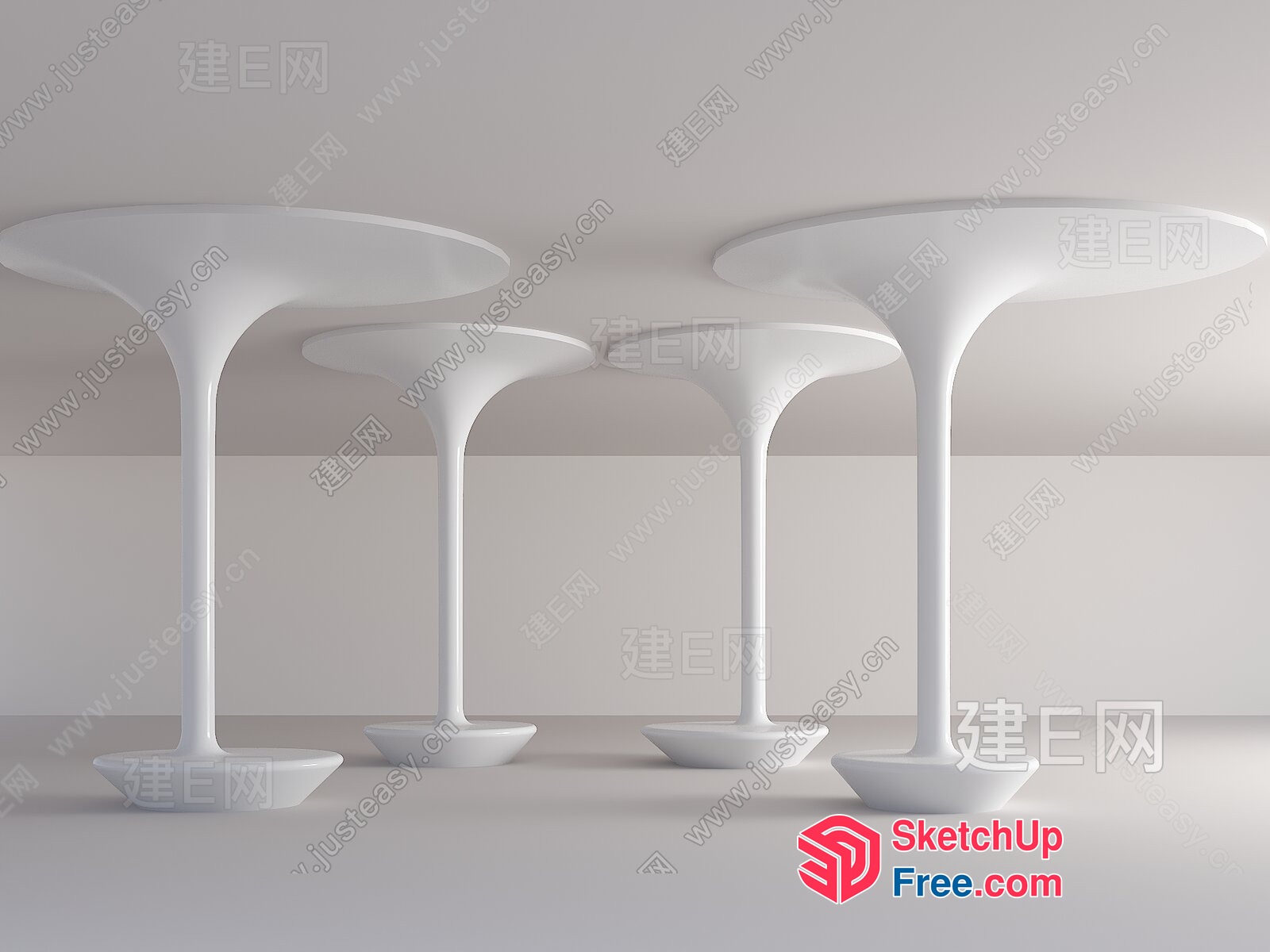 Sleek White Modern Furniture Pieces 3D SketchUp File