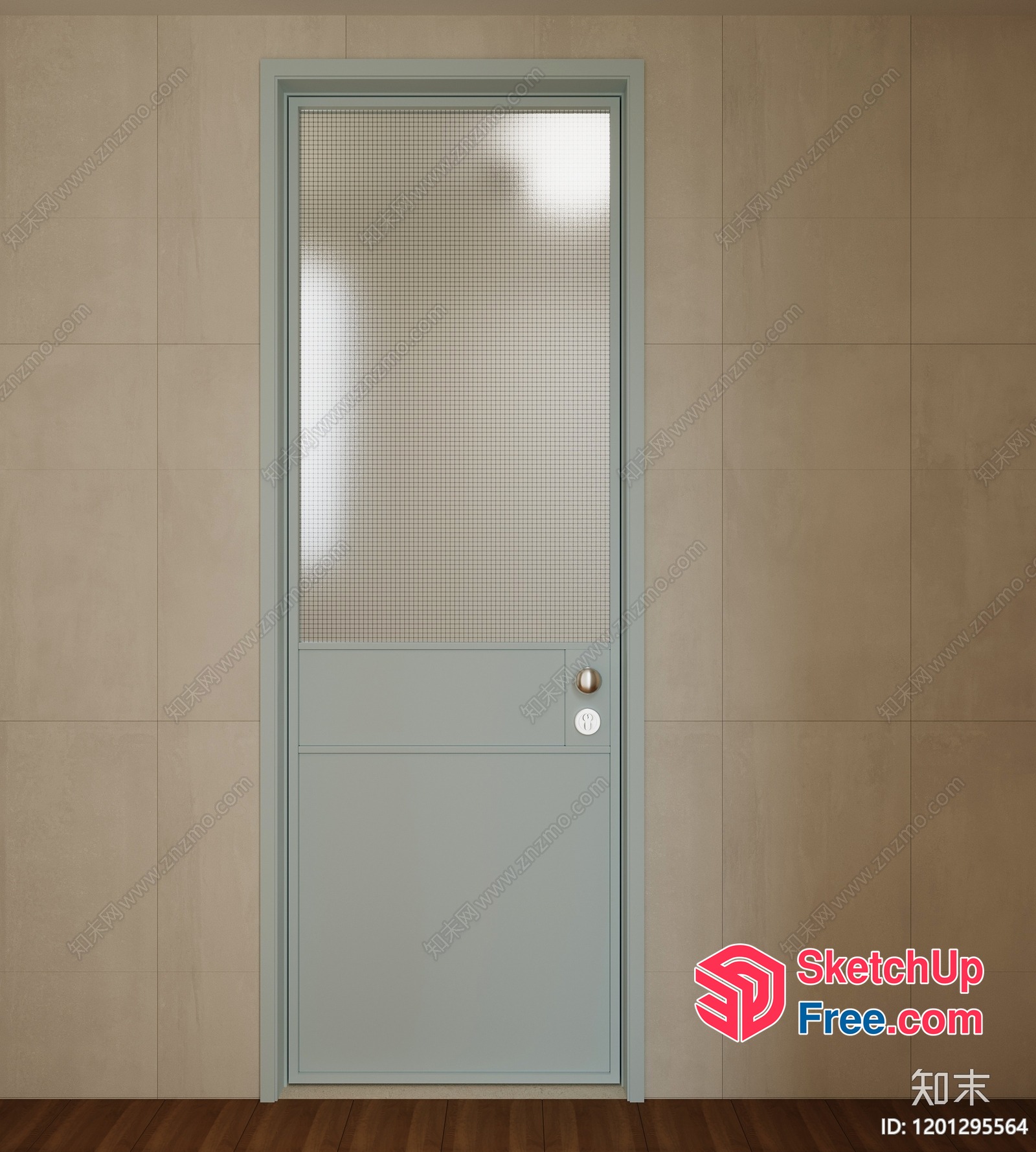 Modern Door With Screen And Lock 3D SketchUp File