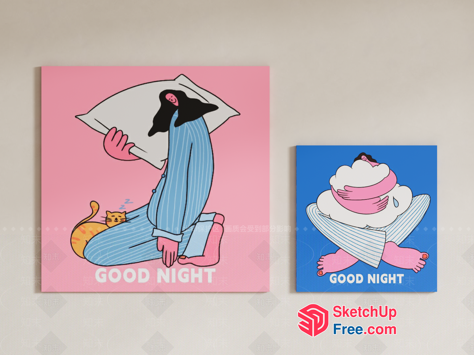 Good Night Illustrations For Bedrooms And Bathrooms 3D SketchUp File