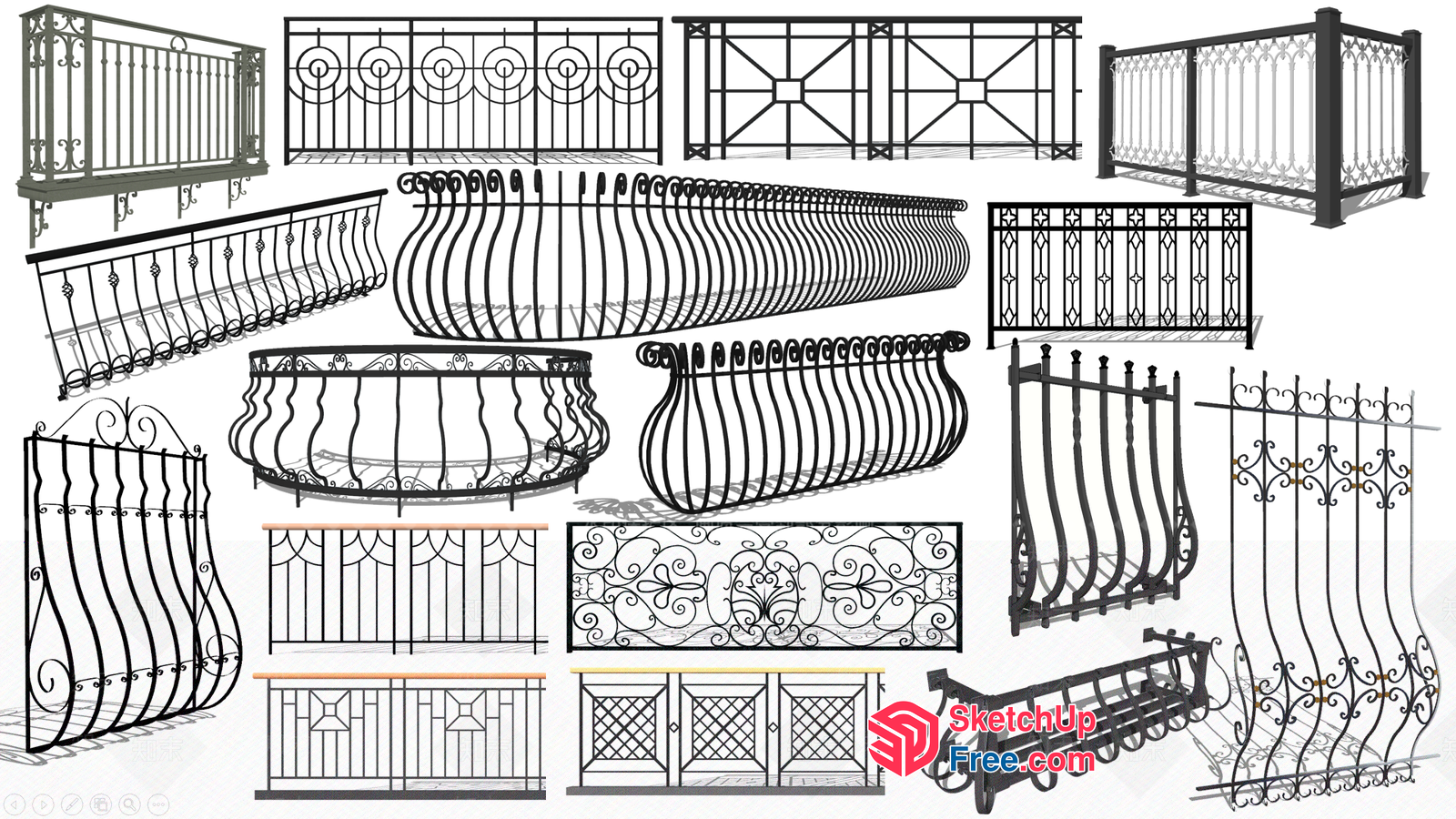 Ornate Ironwork Balcony Railings 3D SketchUp File