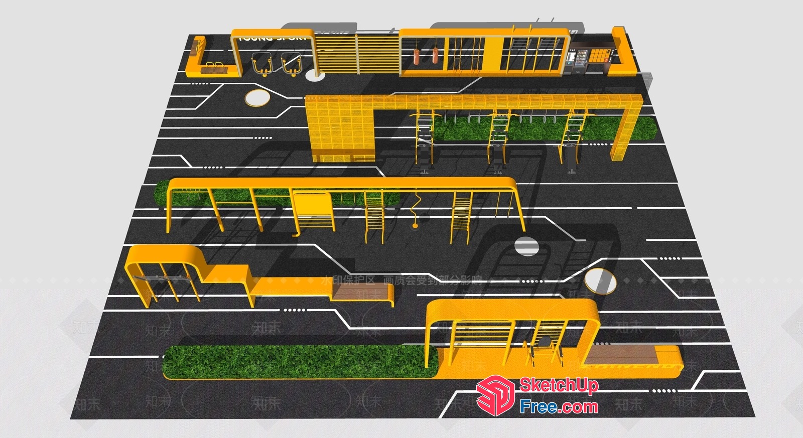 Modern Commercial Street Interior Design 3D SketchUp File