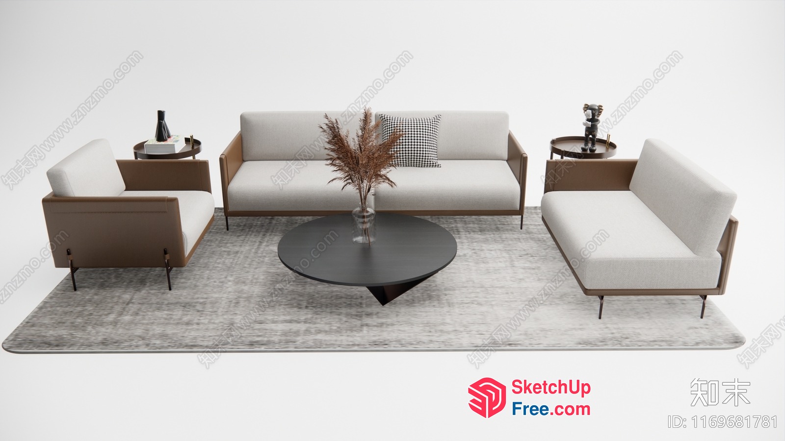 Modern Minimalist Living Room Furniture Set 3D SketchUp File