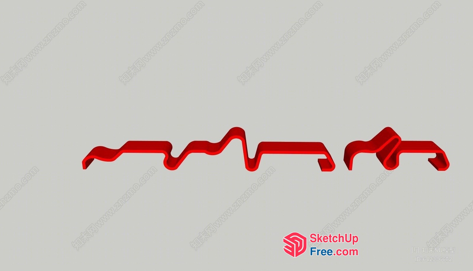 Red Abstract Line Artwork 3D SketchUp File