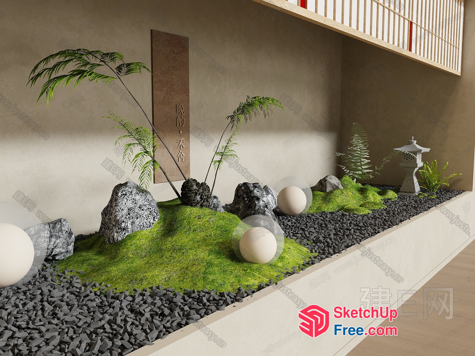 Serene Japanese-Inspired Zen Garden 3D SketchUp File