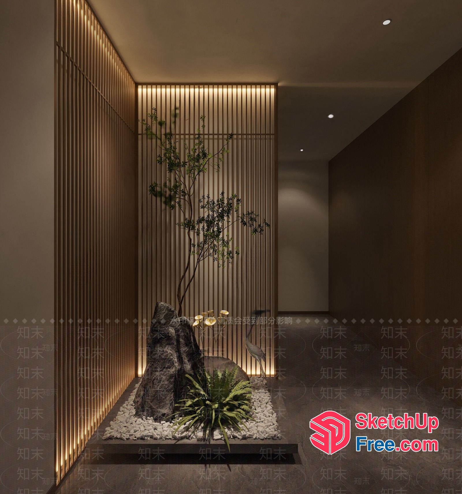 Elegant Japanese-Inspired Interior With Natural Elements 3D SketchUp File